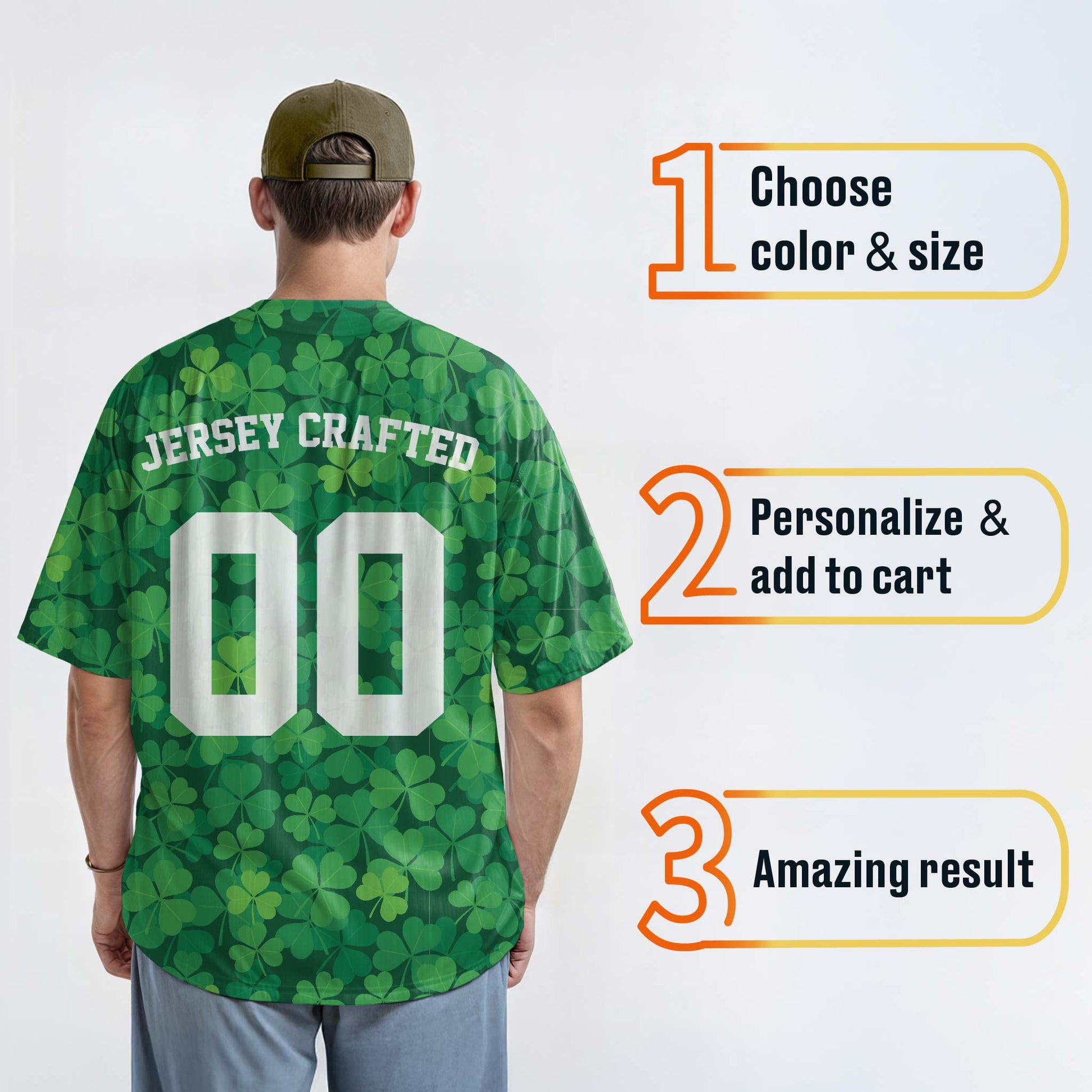 Custom St. Patrick's Day Baseball Jersey Shamrock - Design Your Own