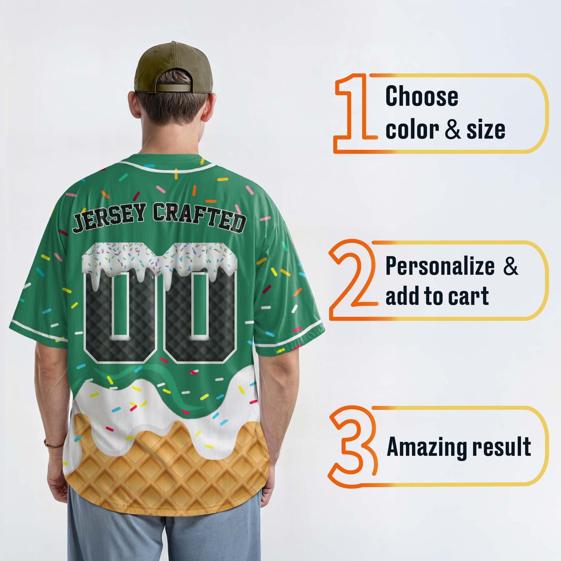 Custom Ice Cream Baseball Jersey Teal and Black with White Piping - Design Your Own