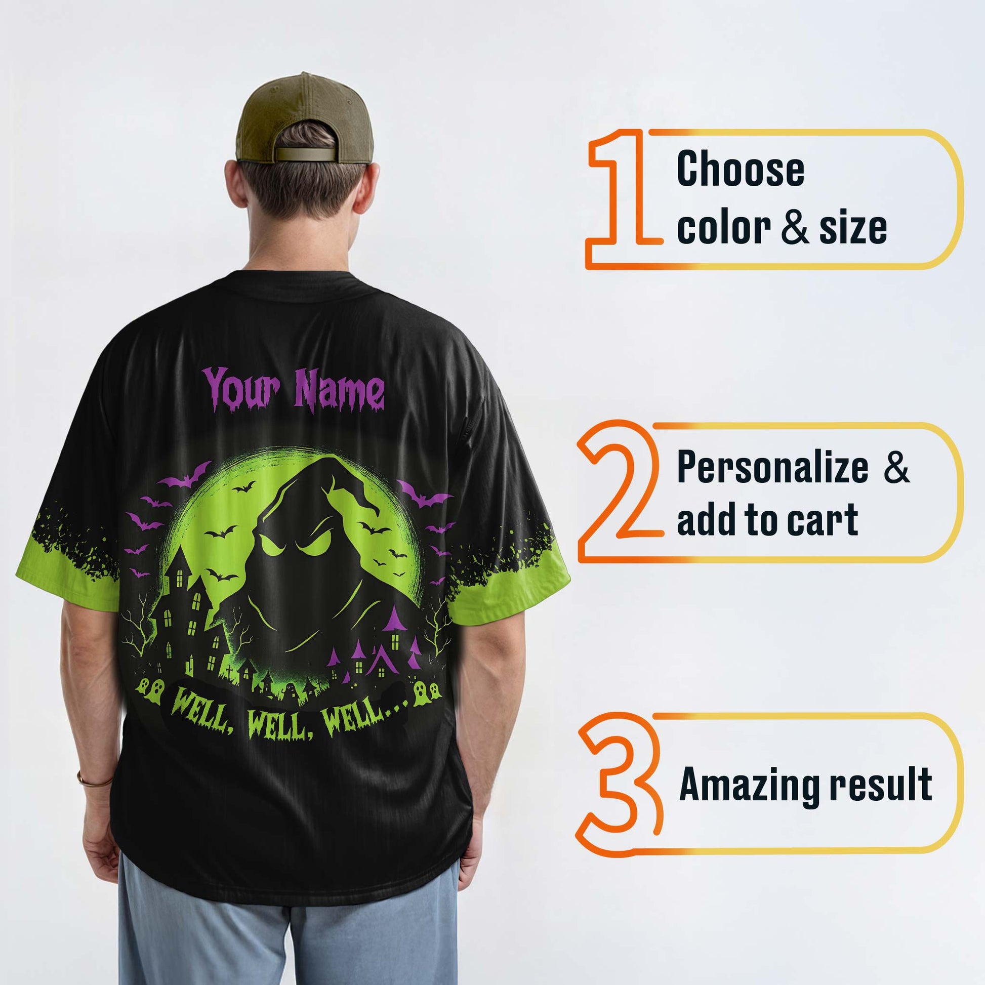 Custom Halloween Baseball Jersey - Horror Movie Design Well Well - Add Your Name