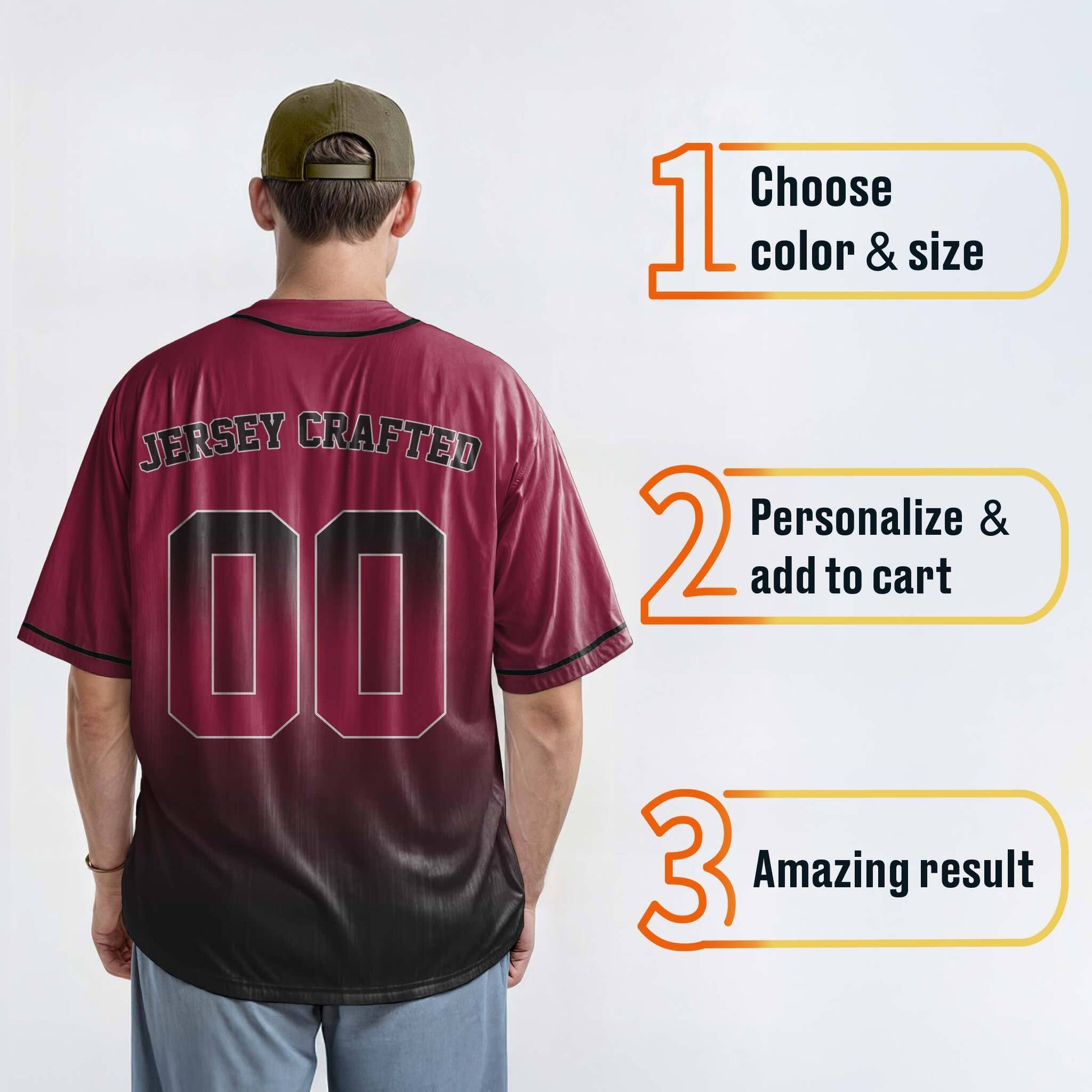 Custom Gradient Baseball Jersey Wine and Black With Piping - Design Your Own