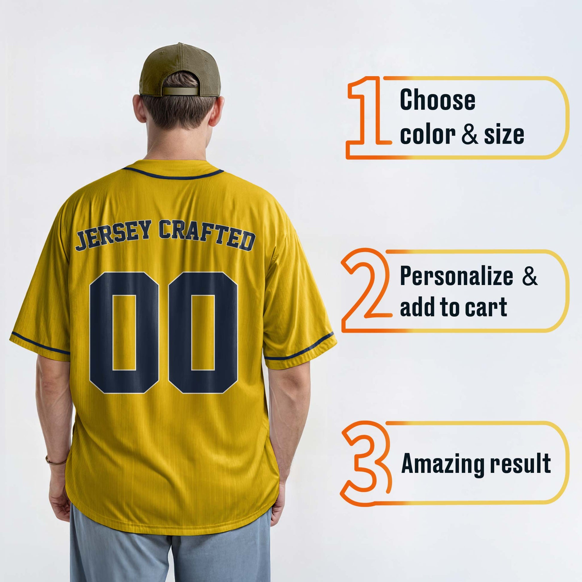 Custom Baseball Jersey Yellow and Navy With Piping - Design Your Own