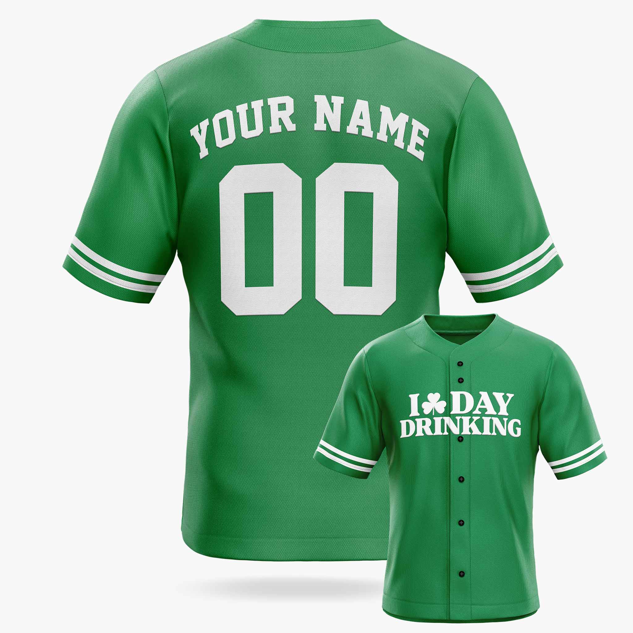 Custom St. Patrick's Day Baseball Jersey Day Drinking - Design Your Own