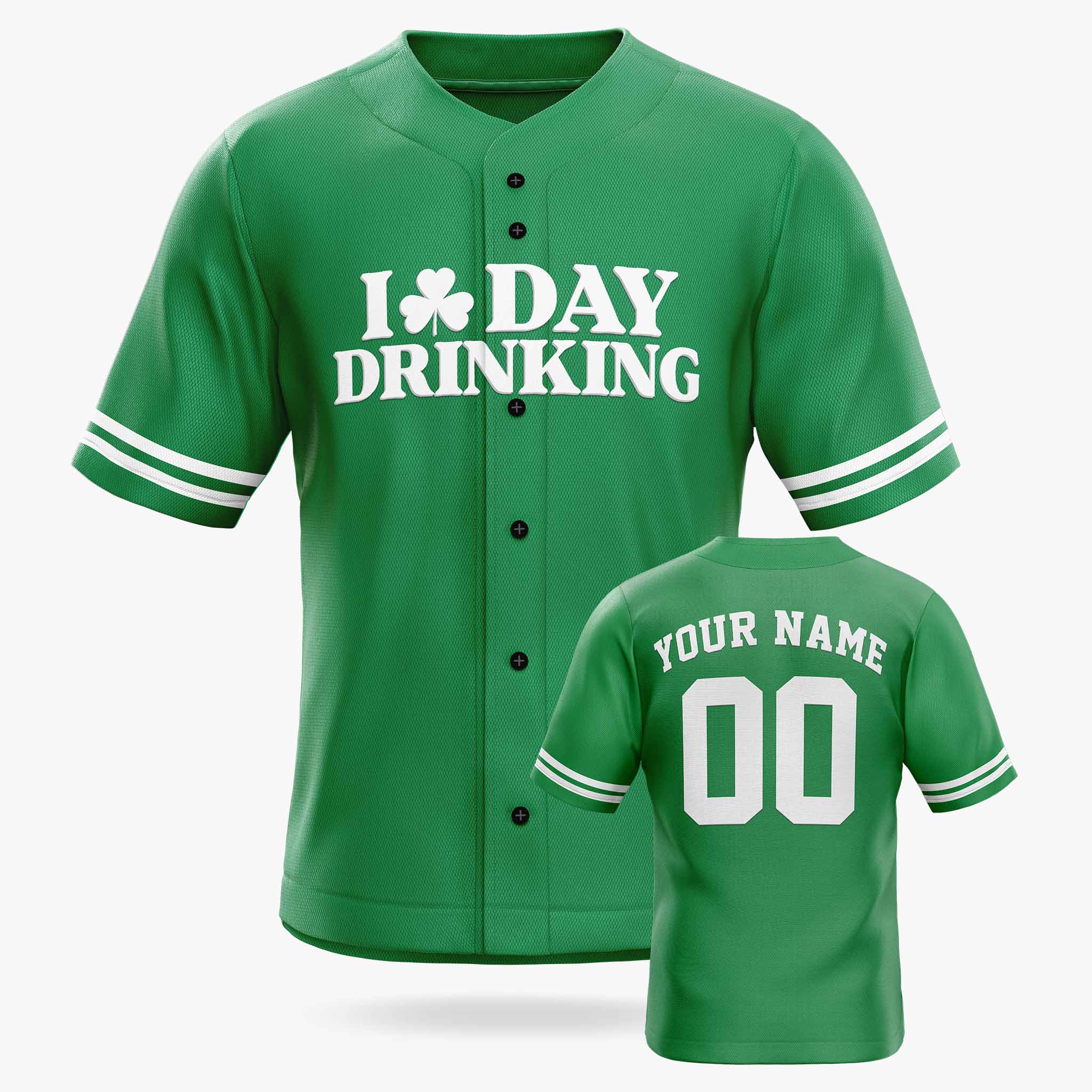 Custom St. Patrick's Day Baseball Jersey Day Drinking - Design Your Own