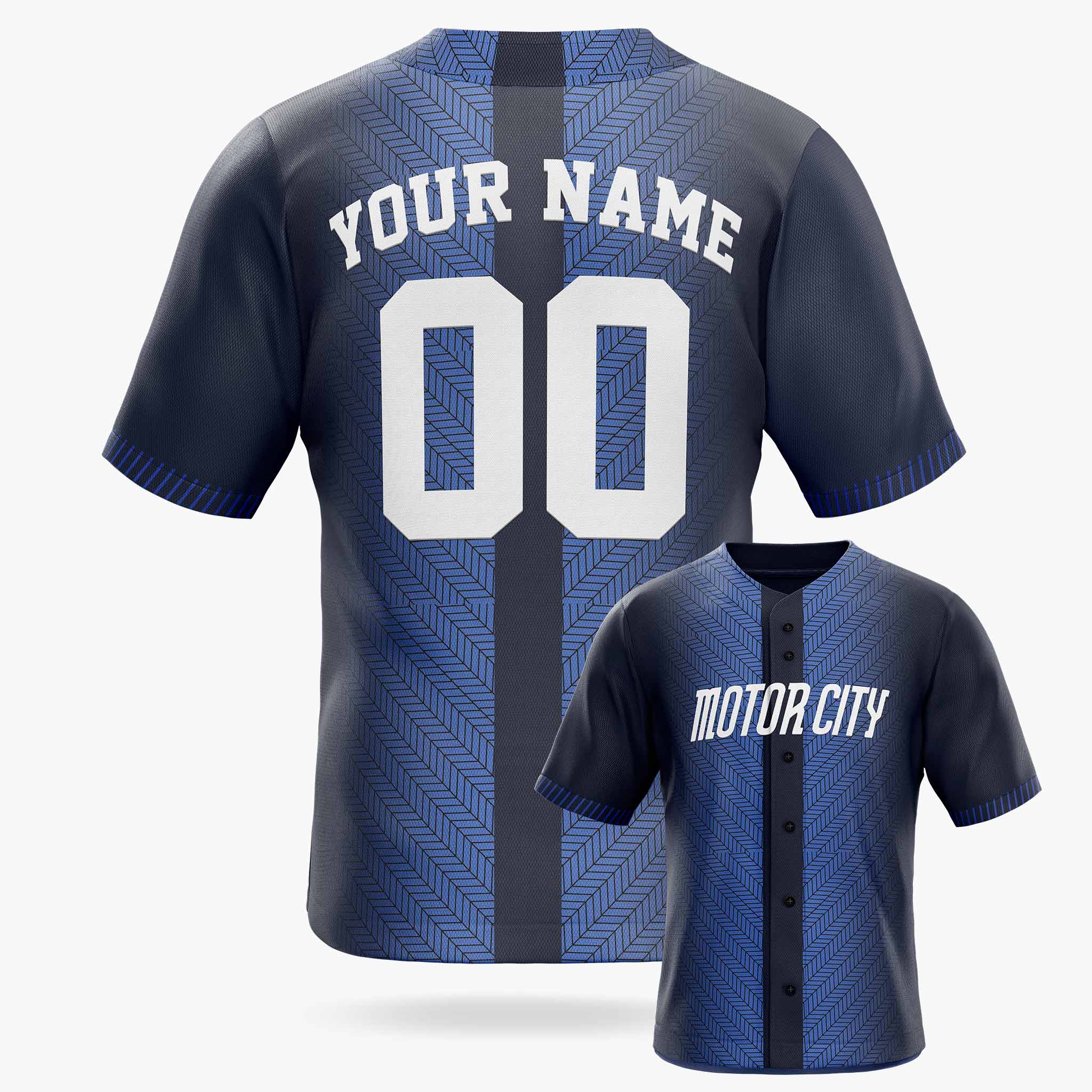 Custom City Baseball Jersey - Motor City Blue - Design Your Own