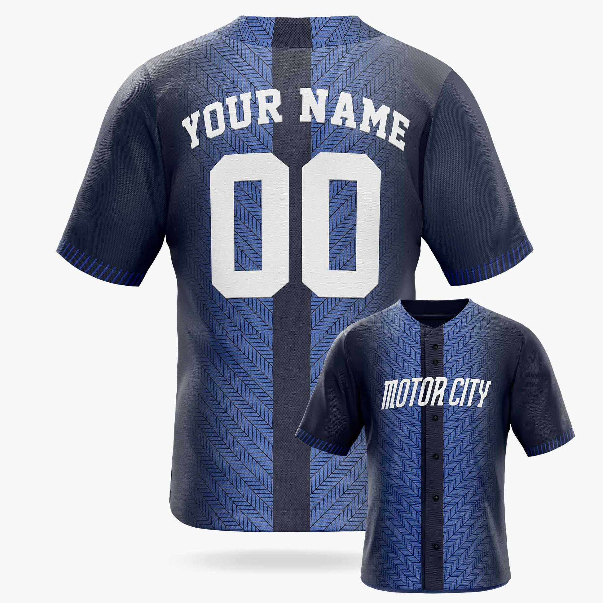 Custom City Baseball Jersey - Motor City Blue - Design Your Own