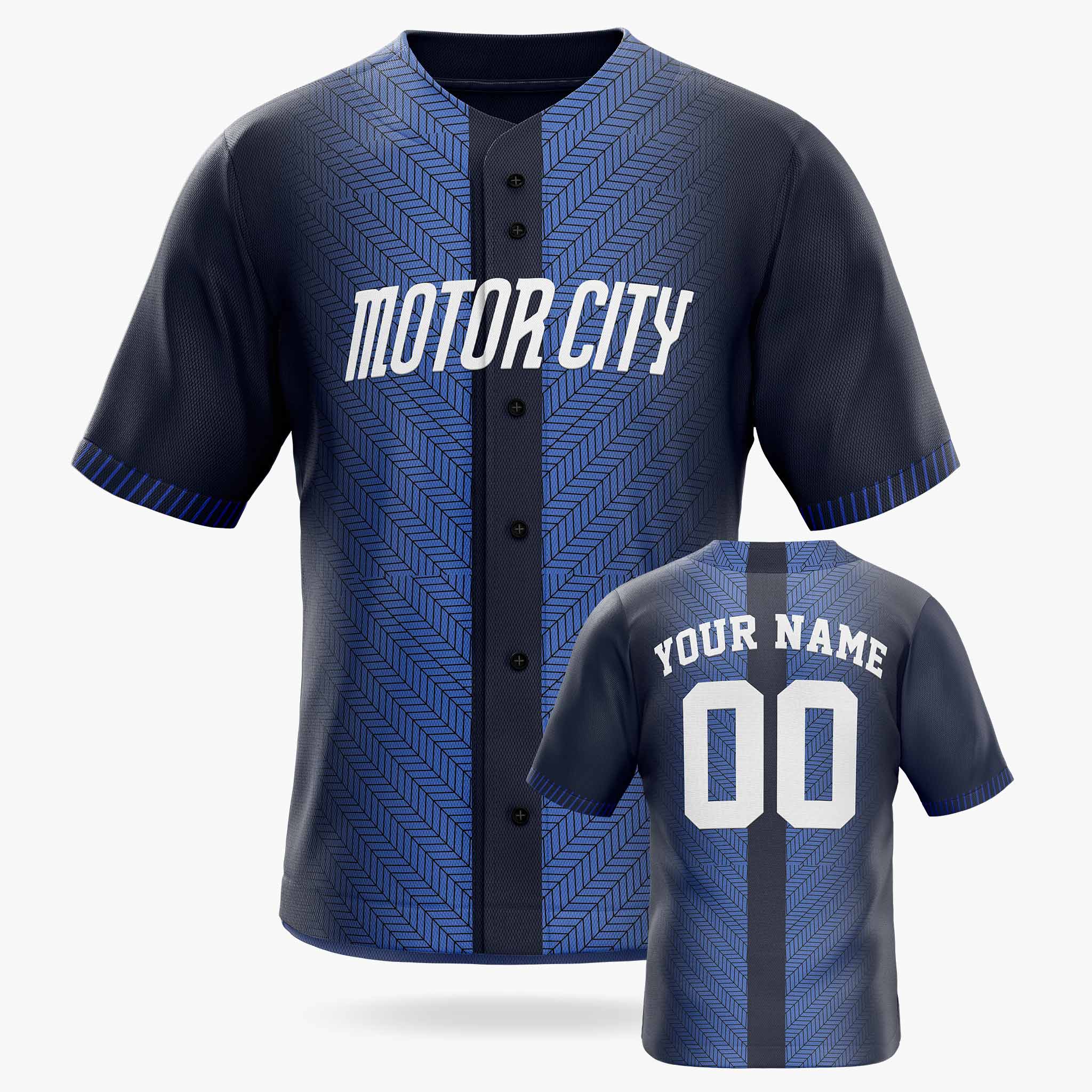 Custom City Baseball Jersey - Motor City Blue - Design Your Own