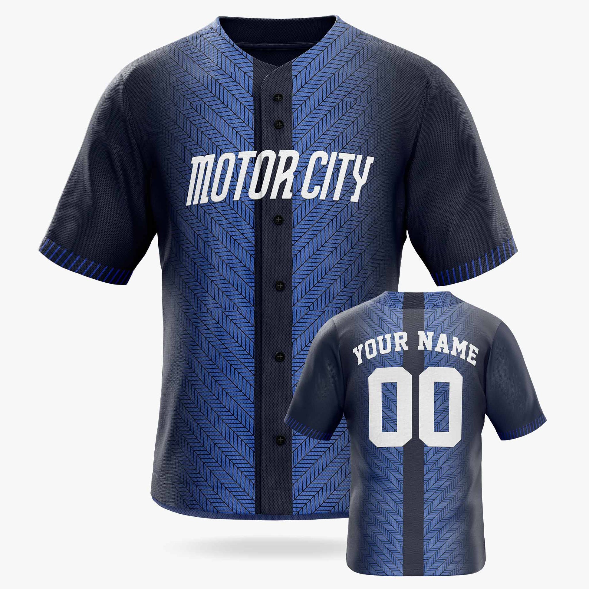 Custom City Baseball Jersey - Motor City Blue - Design Your Own