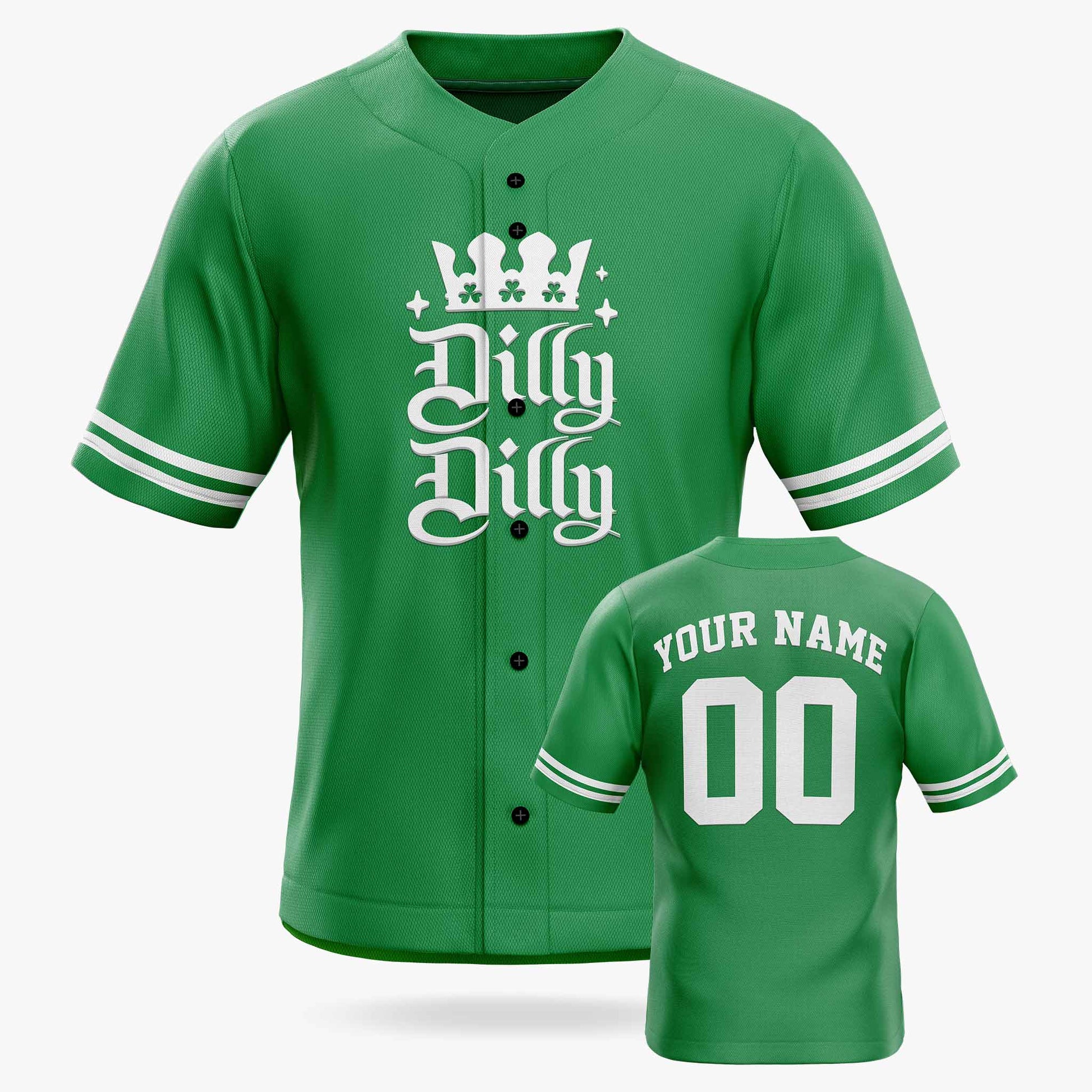 Custom St. Patrick's Day Baseball Jersey Dilly Dilly Crown - Design Your Own