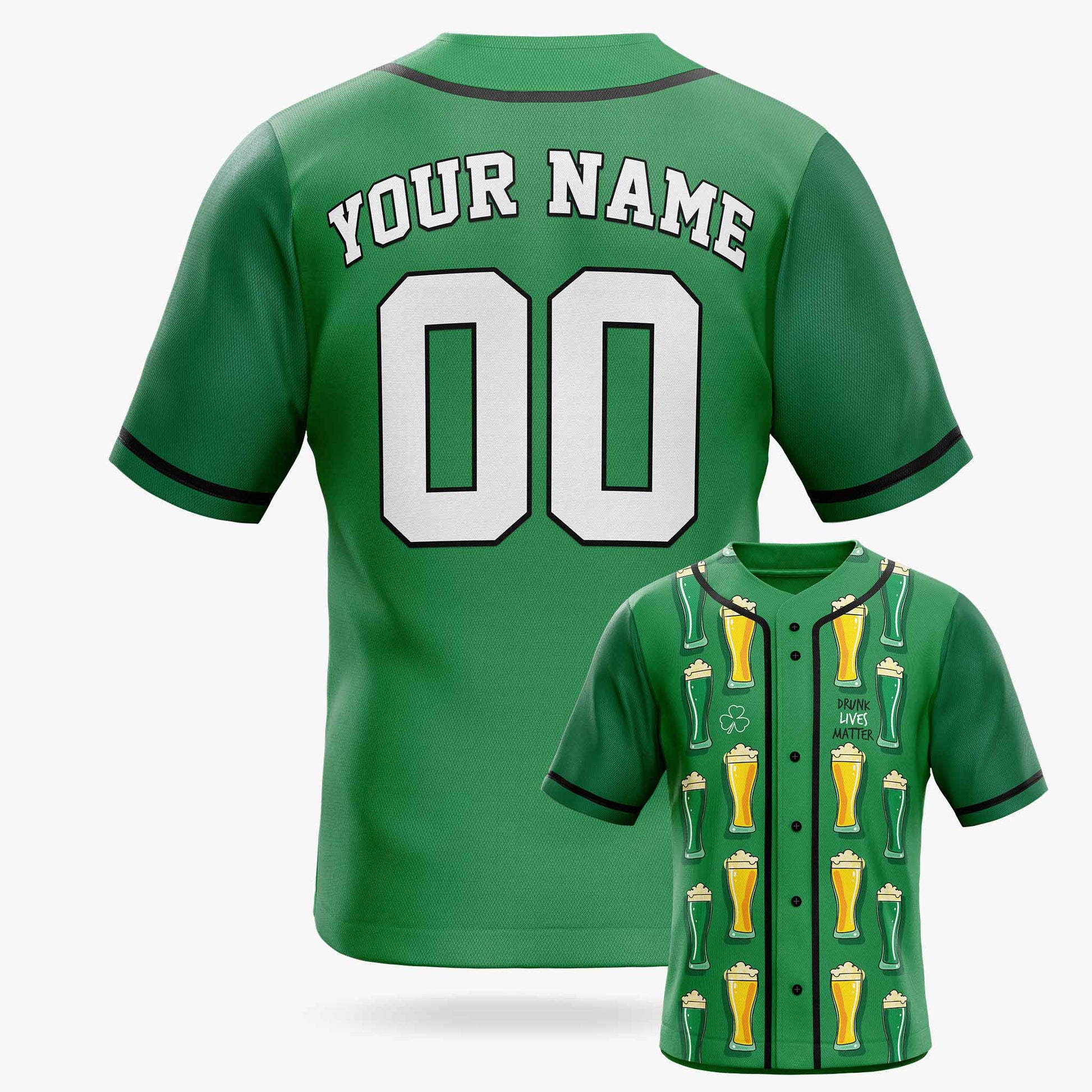 Custom St. Patrick's Day Baseball Jersey Drunk Lives Matter - Design Your Own