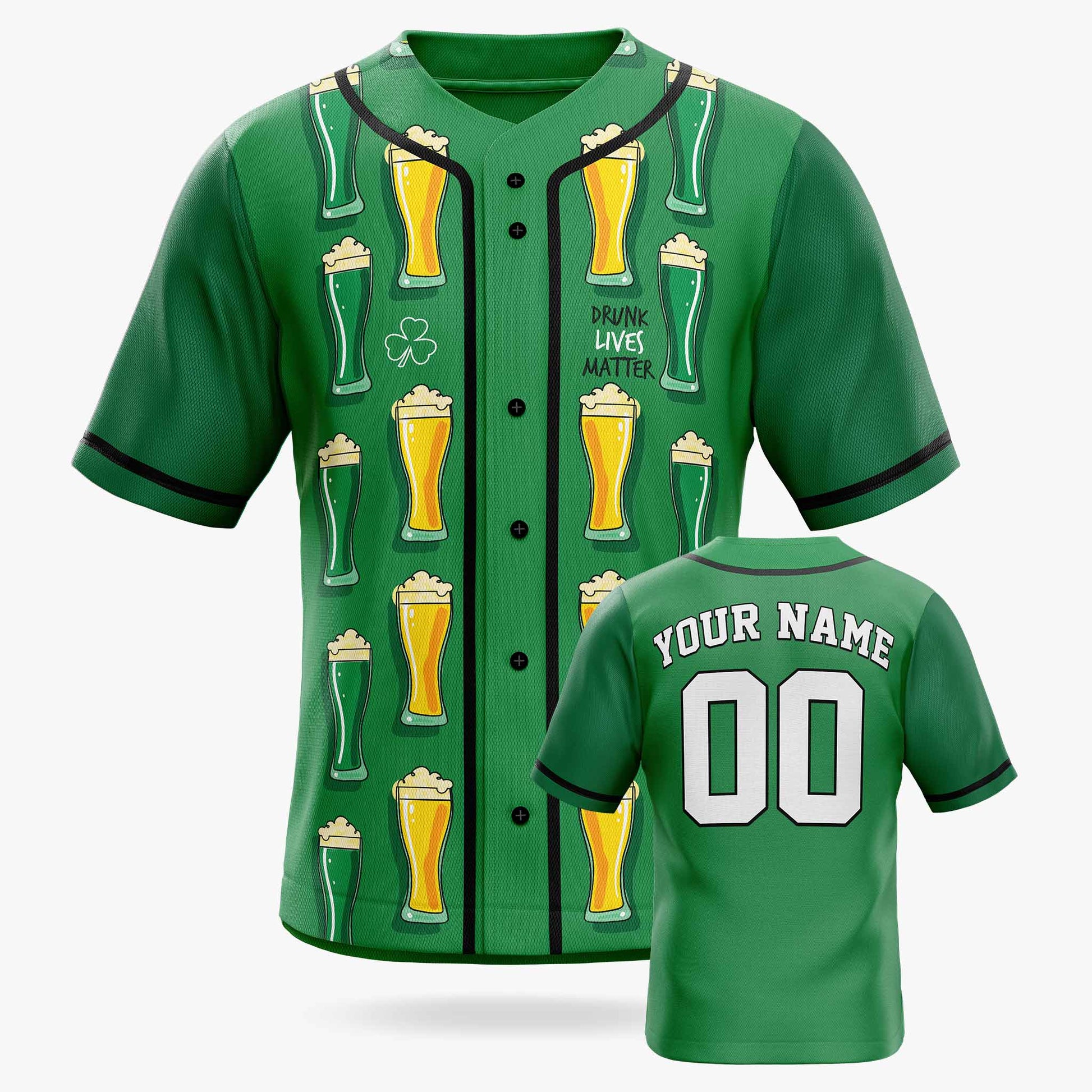 Custom St. Patrick's Day Baseball Jersey Drunk Lives Matter - Design Your Own