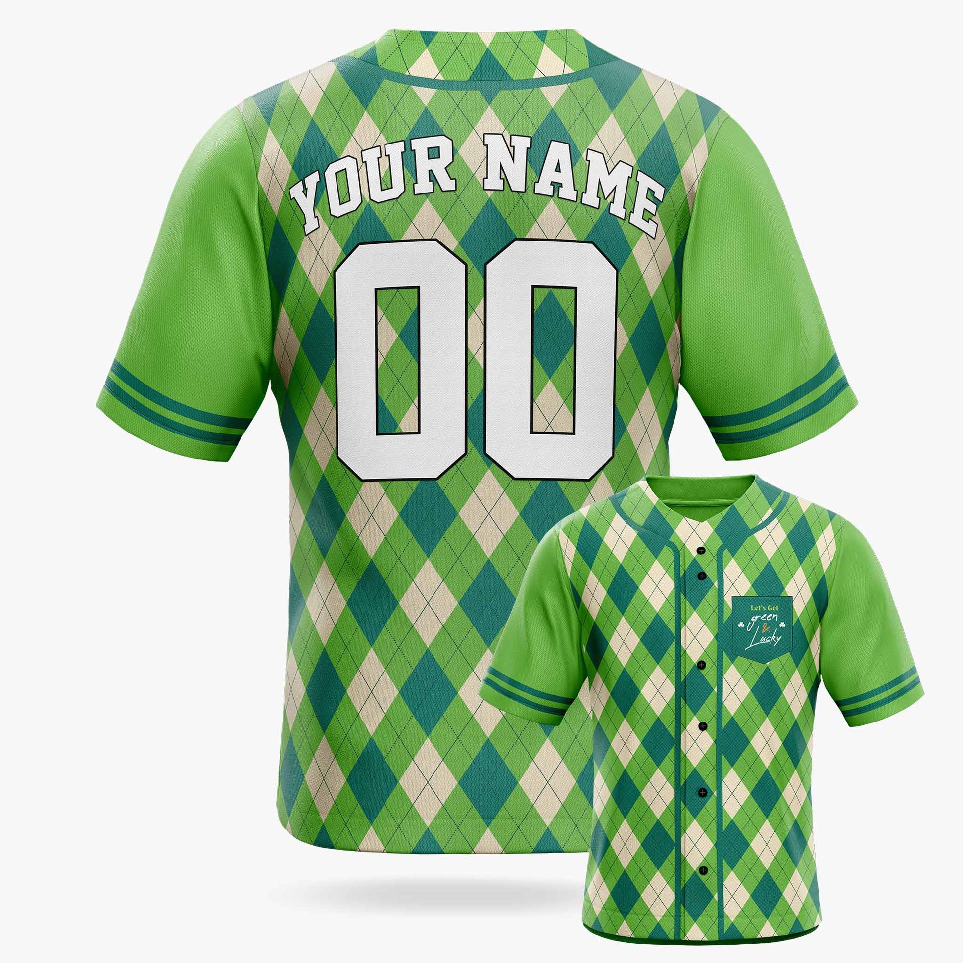 Custom St. Patrick's Day Baseball Jersey Green & Lucky - Design Your Own