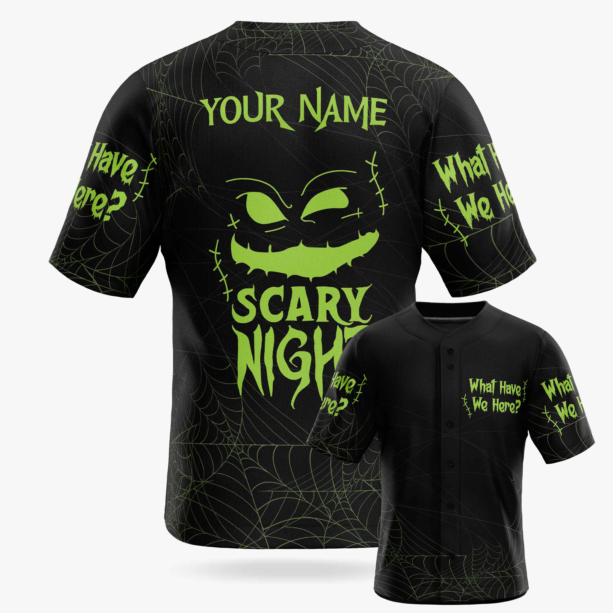 Custom Halloween Baseball Jersey - Horror Movie Design Scary Night - Add Your Name
