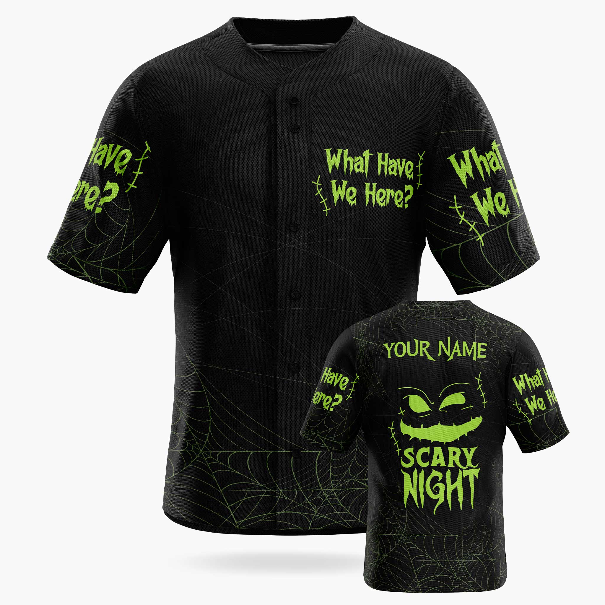 Custom Halloween Baseball Jersey - Horror Movie Design Scary Night - Add Your Name