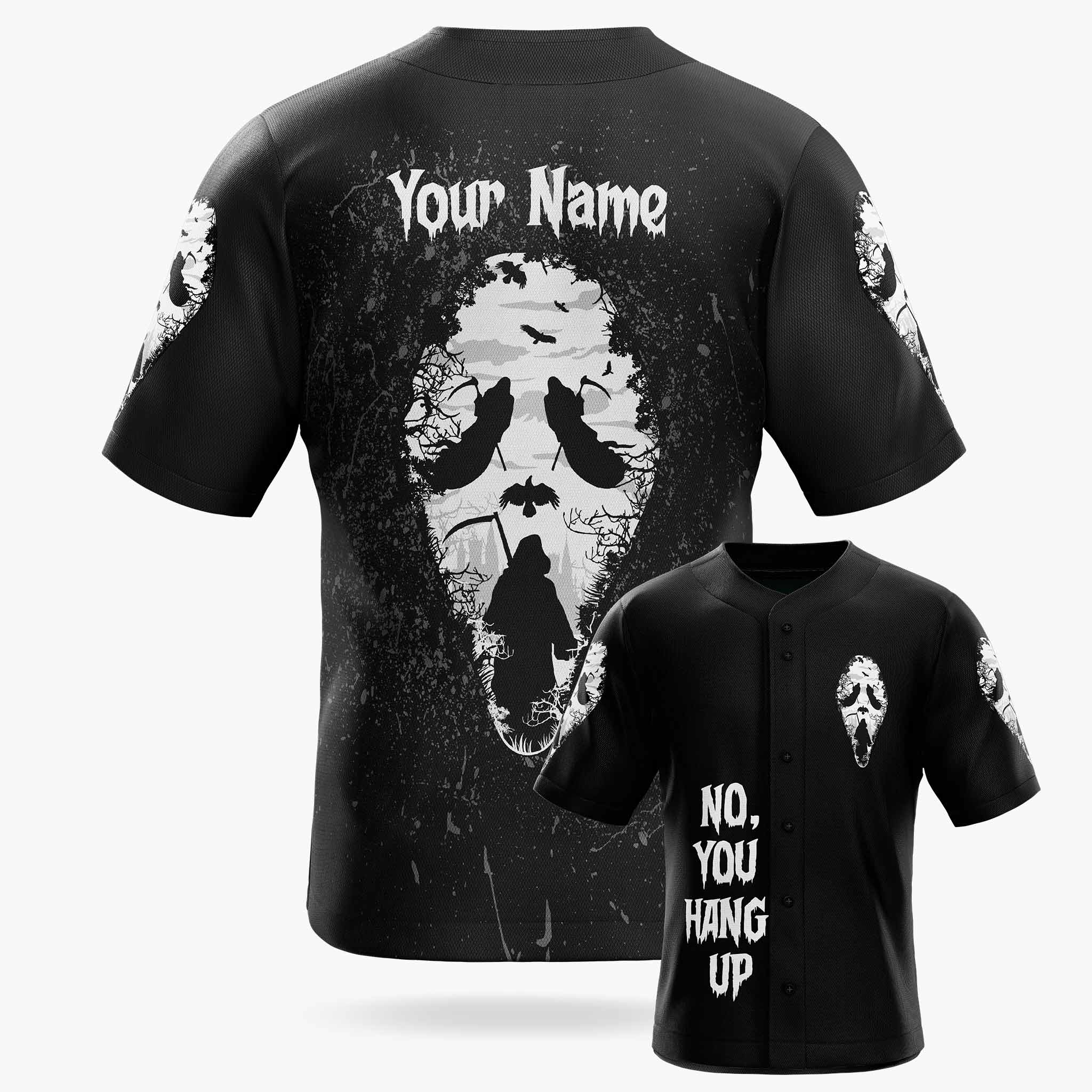 Custom Halloween Baseball Jersey - Horror Movie Design Hang Up - Add Your Name