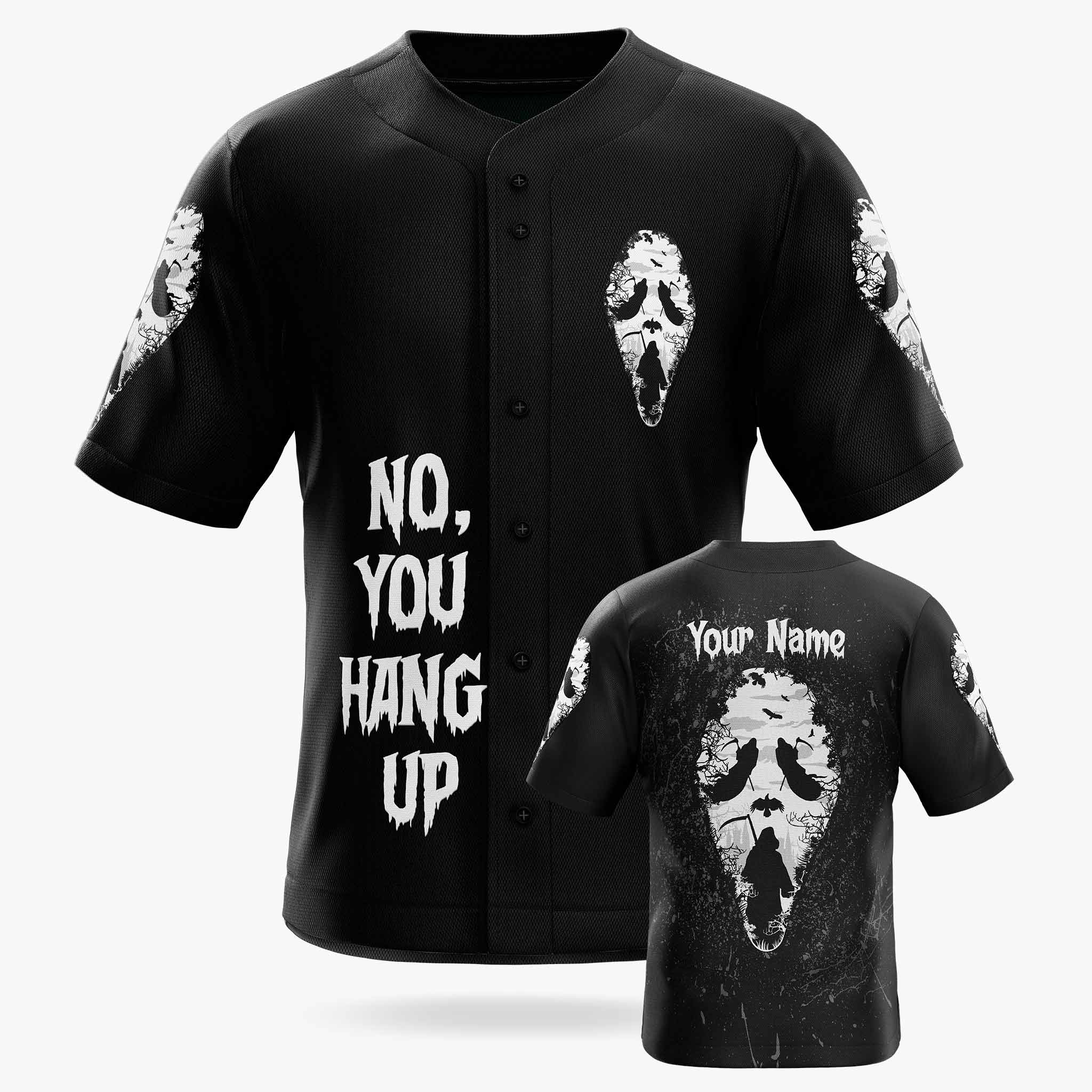 Custom Halloween Baseball Jersey - Horror Movie Design Hang Up - Add Your Name
