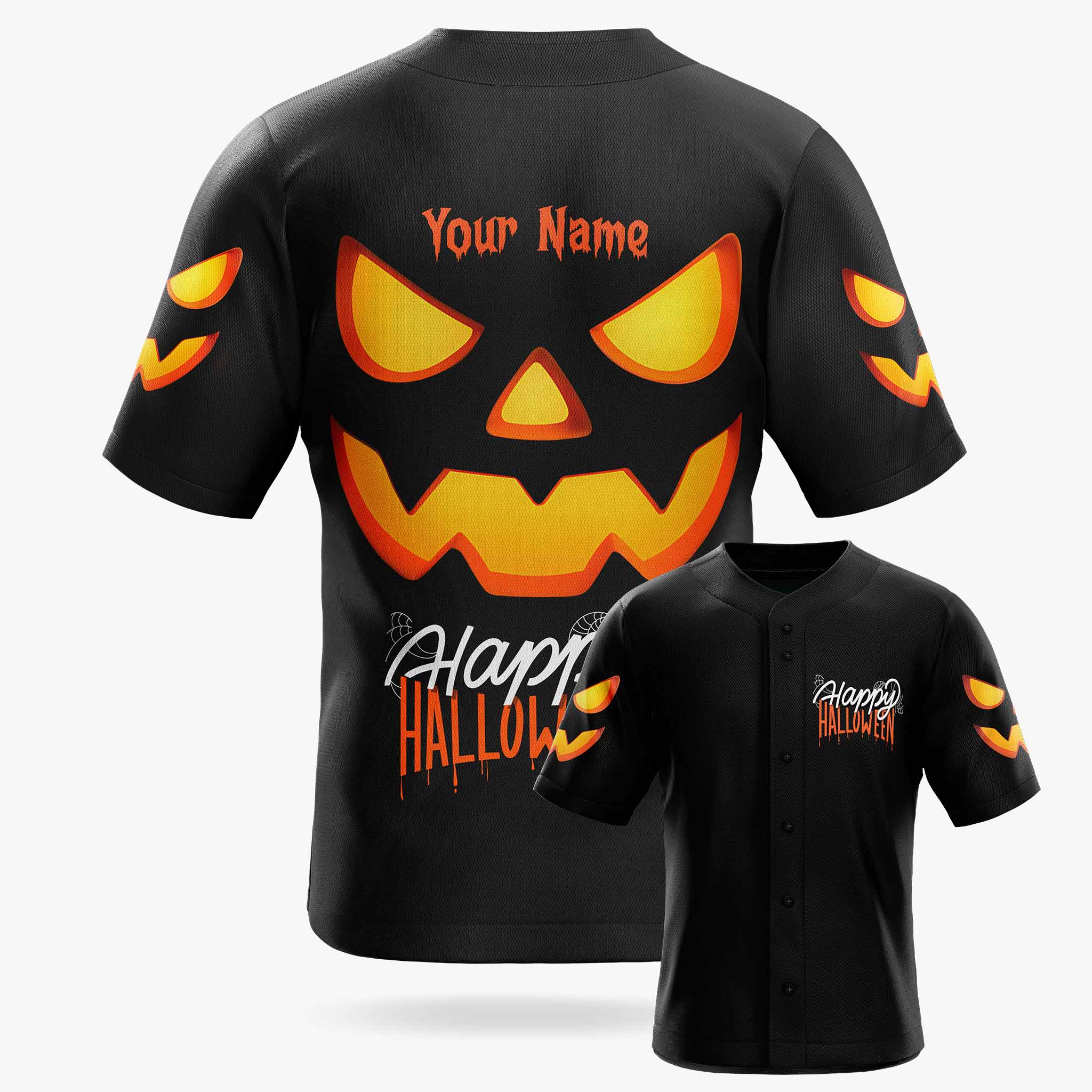 Custom Halloween Baseball Jersey - Horror Movie Design Happy Halloween - Add Your Name