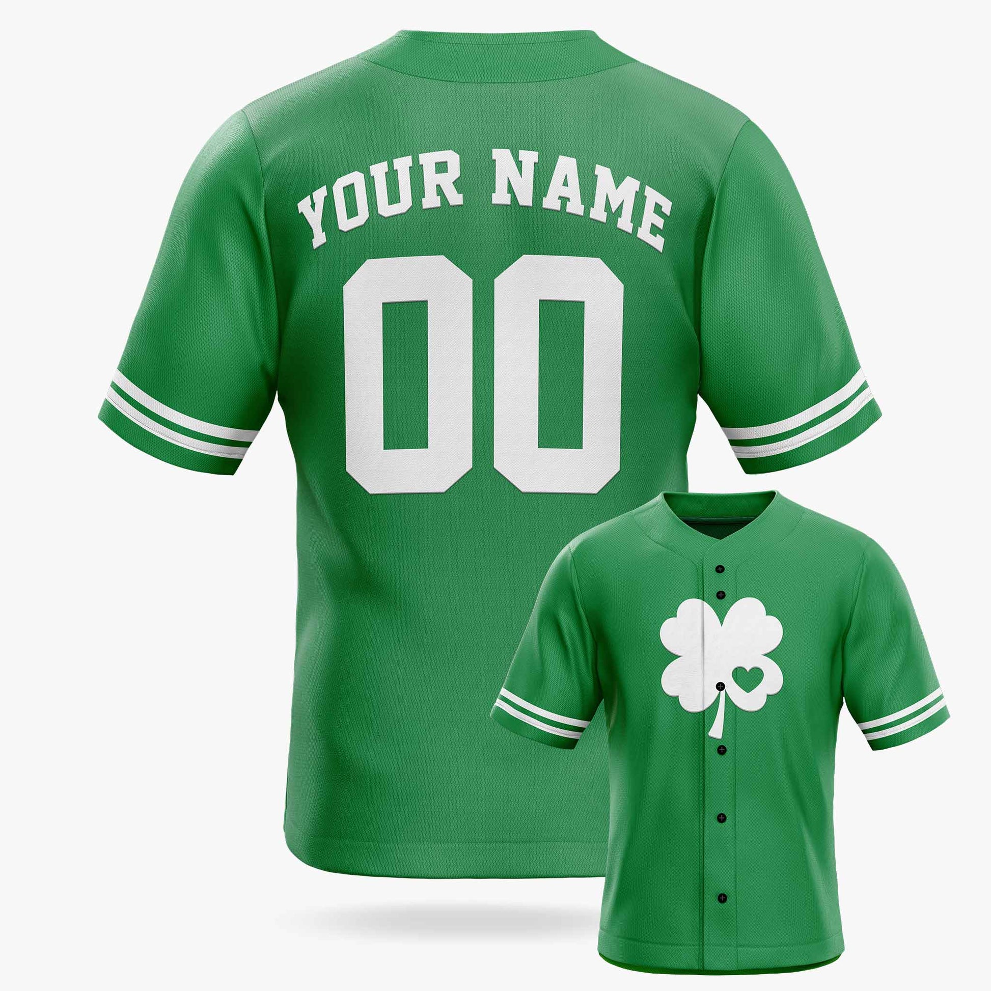 Custom St. Patrick's Day Baseball Jersey Heart in Shamrock - Design Your Own