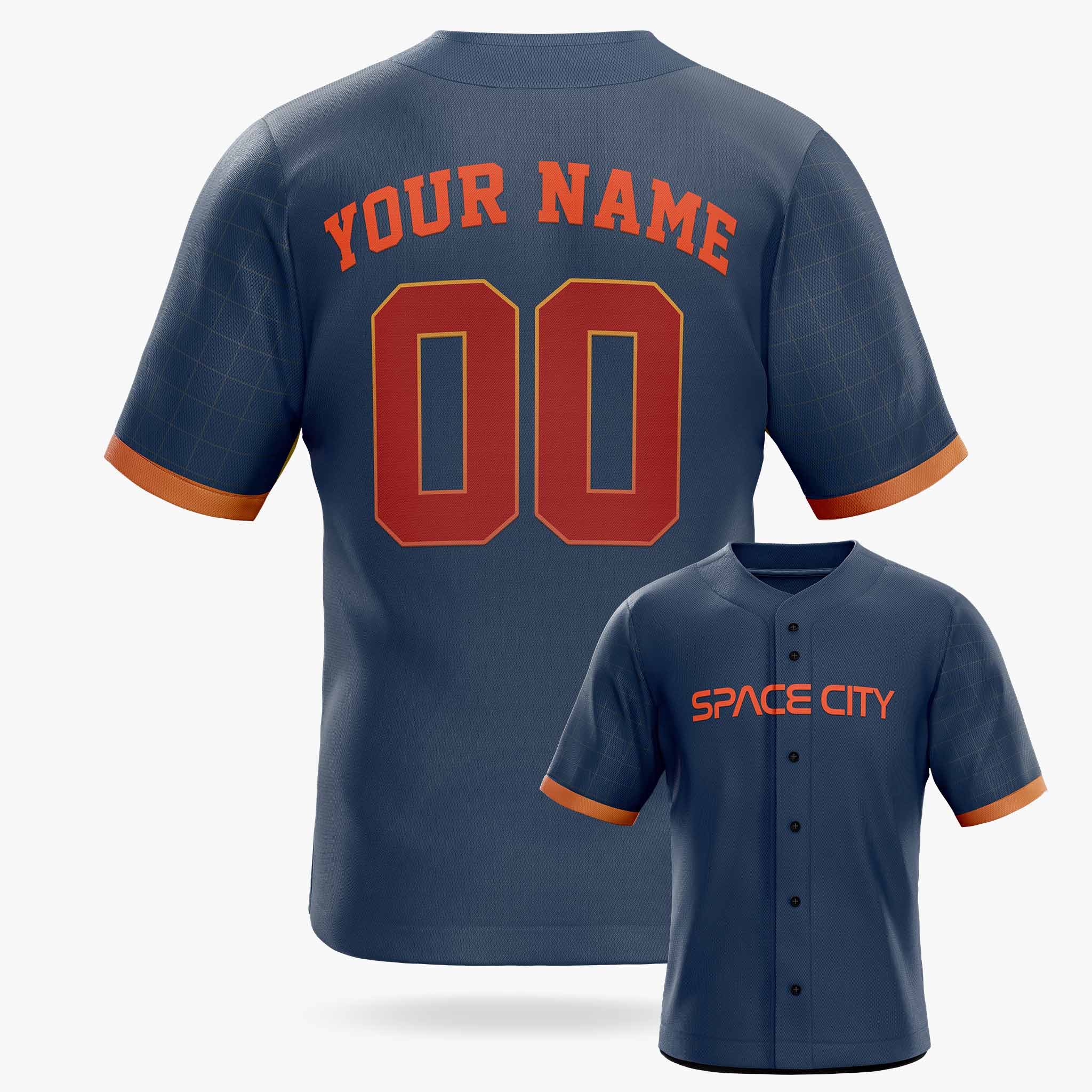 Custom City Baseball Jersey - Houston Space City Blue - Design Your Own
