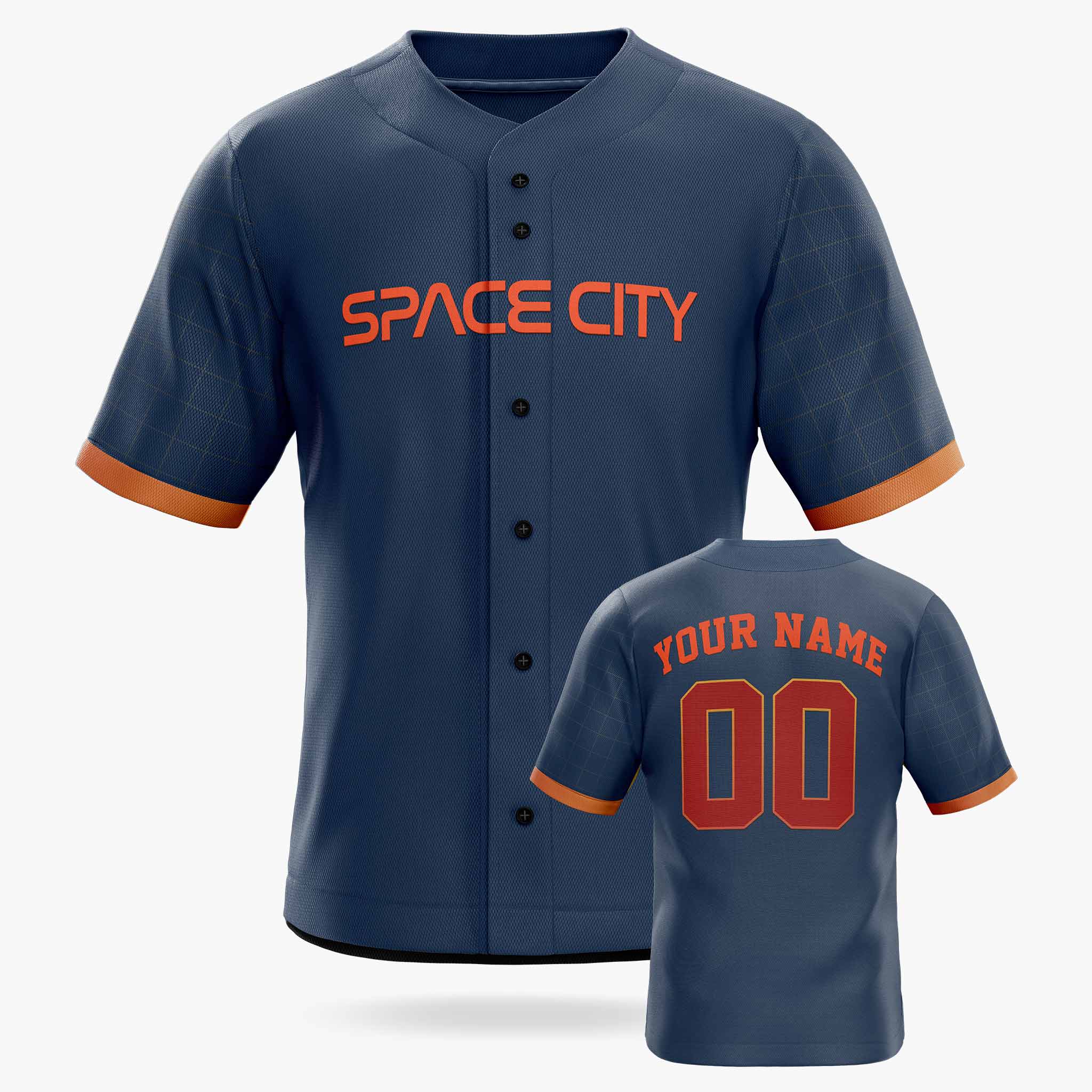 Custom City Baseball Jersey - Houston Space City Blue - Design Your Own
