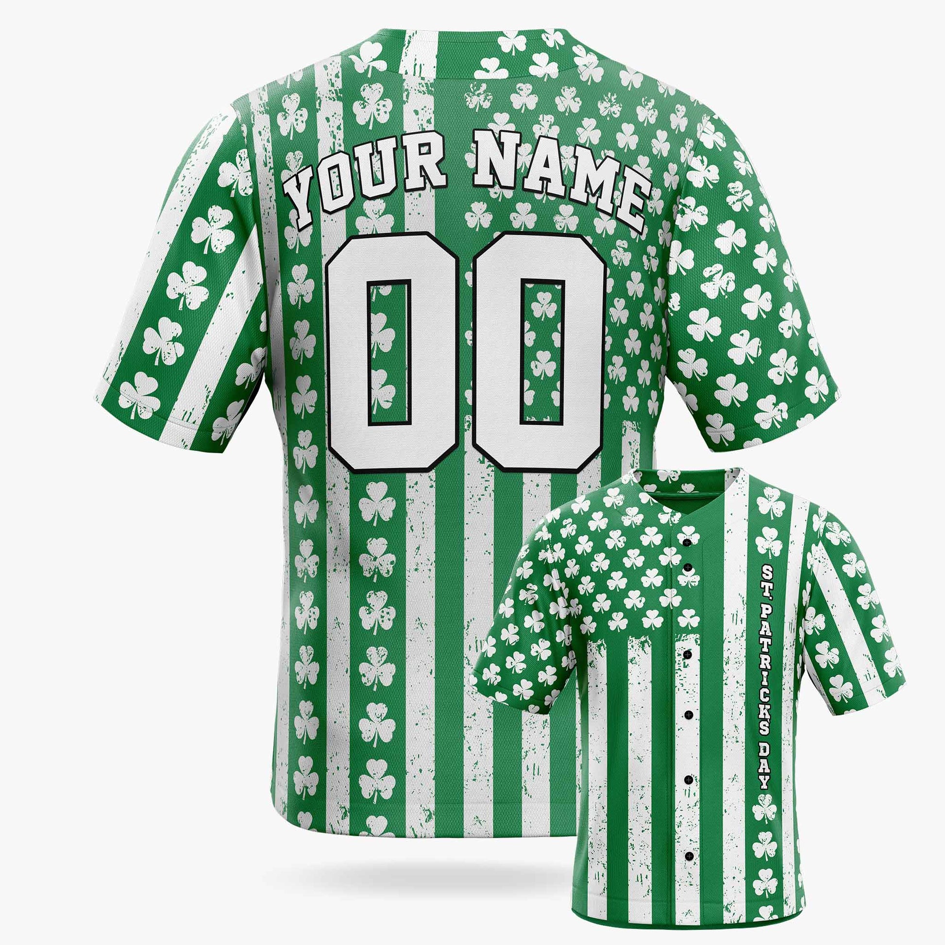 Custom St. Patrick's Day Baseball Jersey Irish Flag - Design Your Own