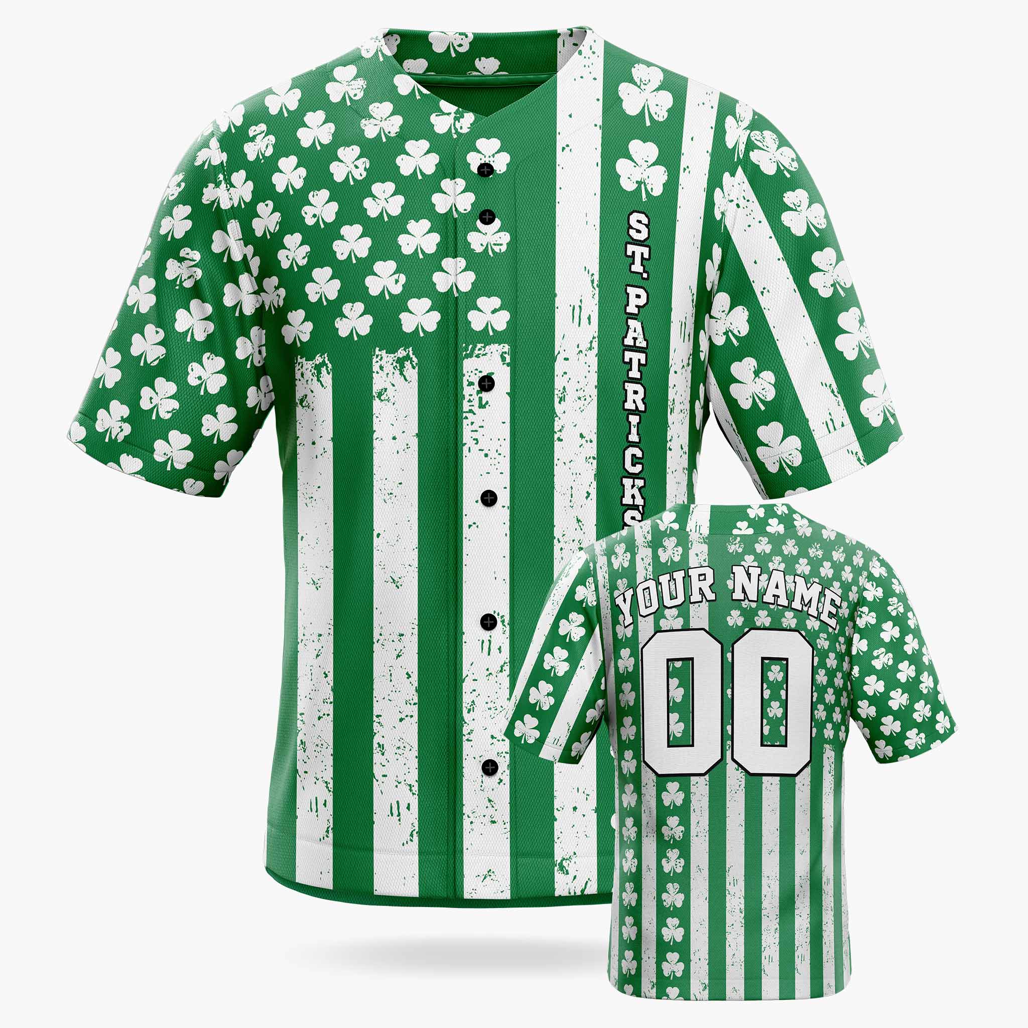 Custom St. Patrick's Day Baseball Jersey Irish Flag - Design Your Own