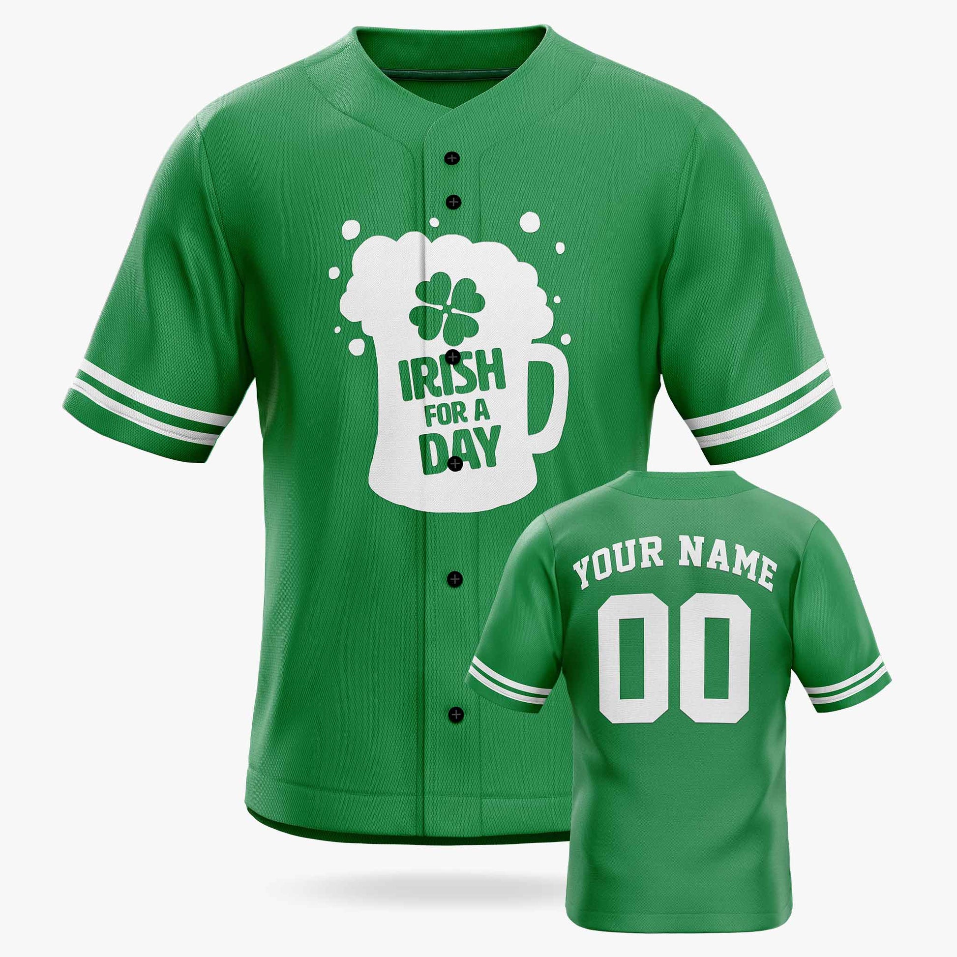 Custom St. Patrick's Day Baseball Jersey Irish for a Day - Design Your Own