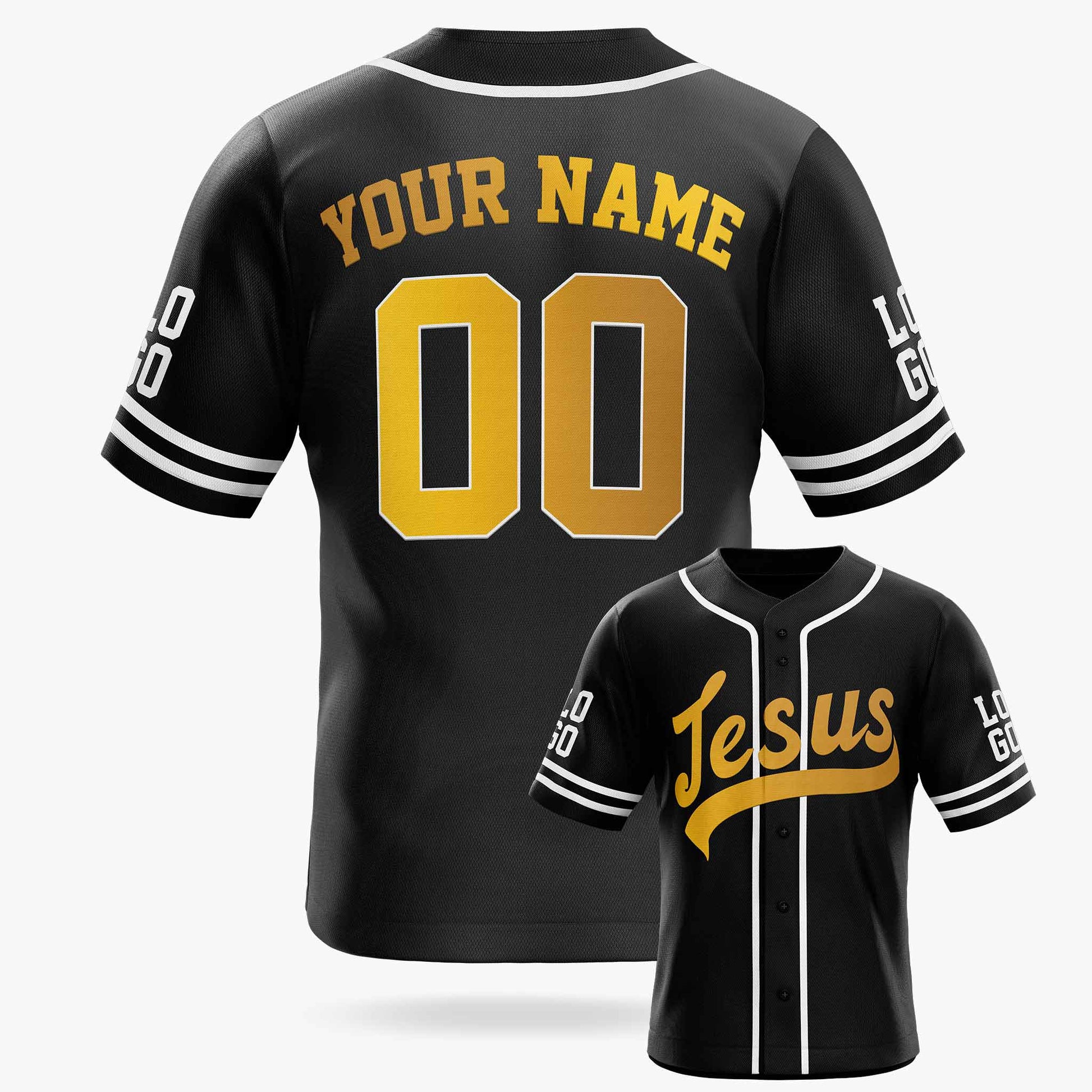 Custom Religious Baseball Jersey – Black Christian Jesus Add Your Name