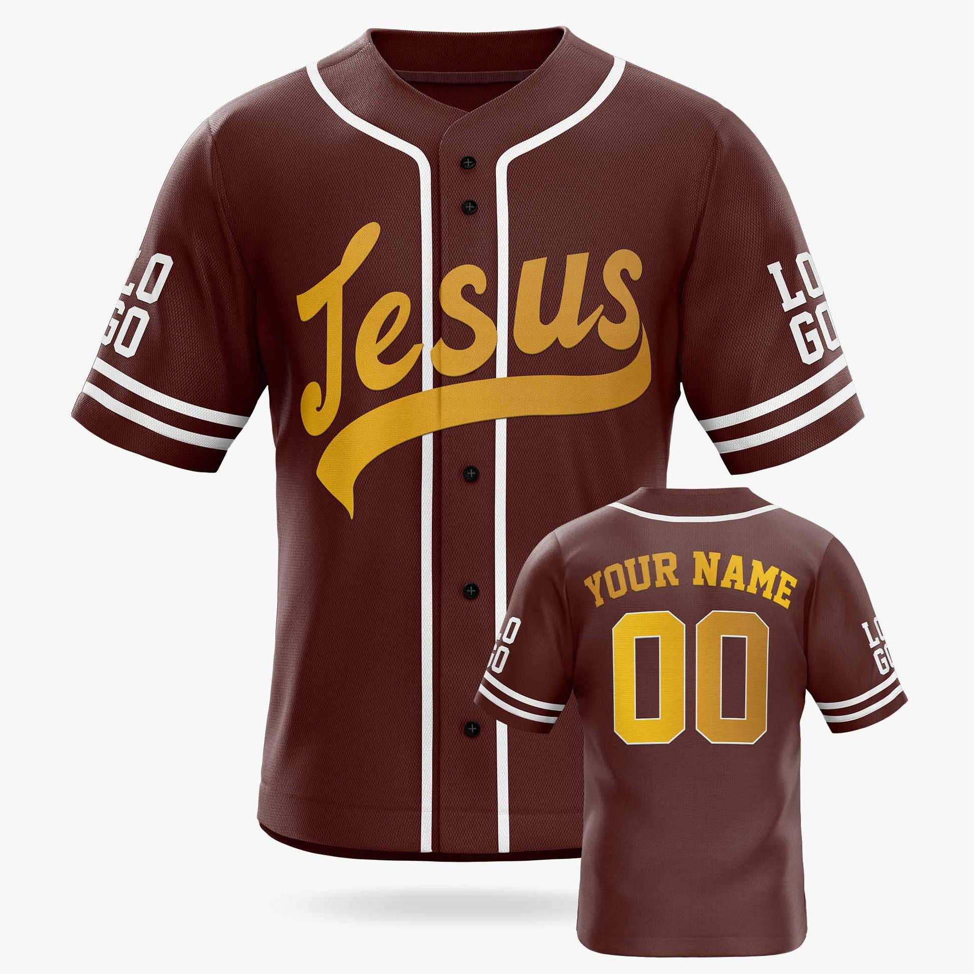 Custom Religious Baseball Jersey – Maroon Christian Jesus Add Your Name