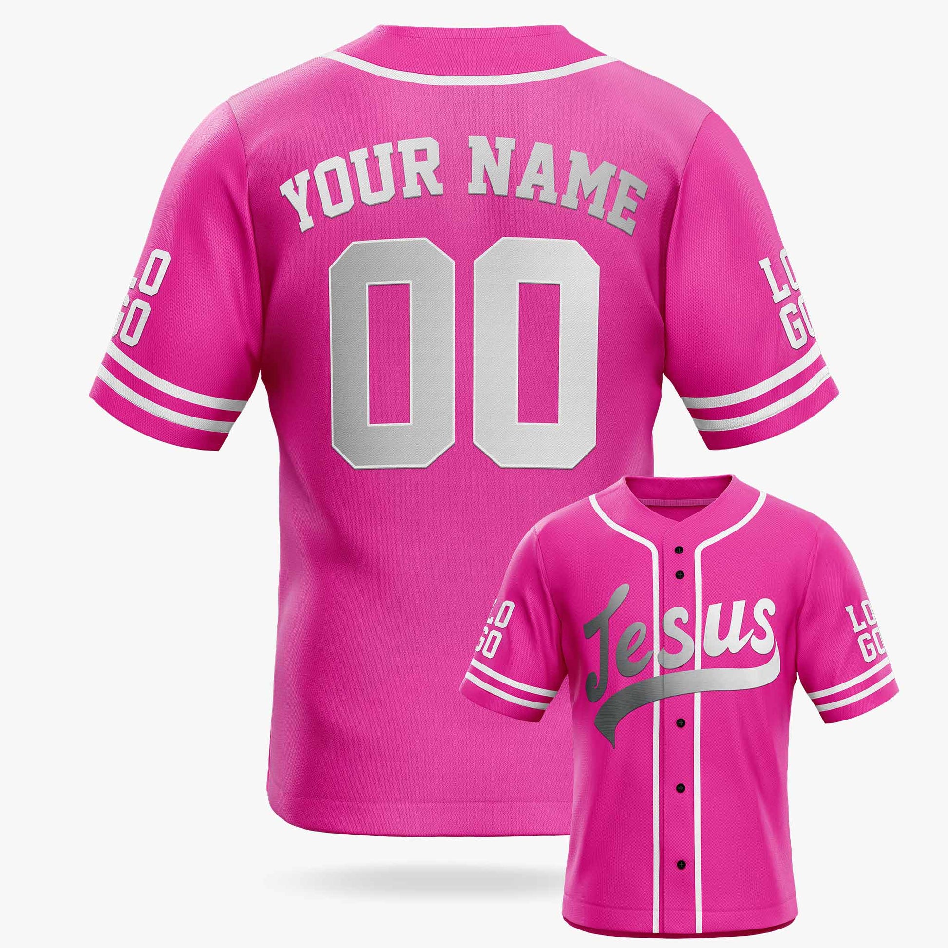 Custom Religious Baseball Jersey – Pink Christian Jesus Add Your Name