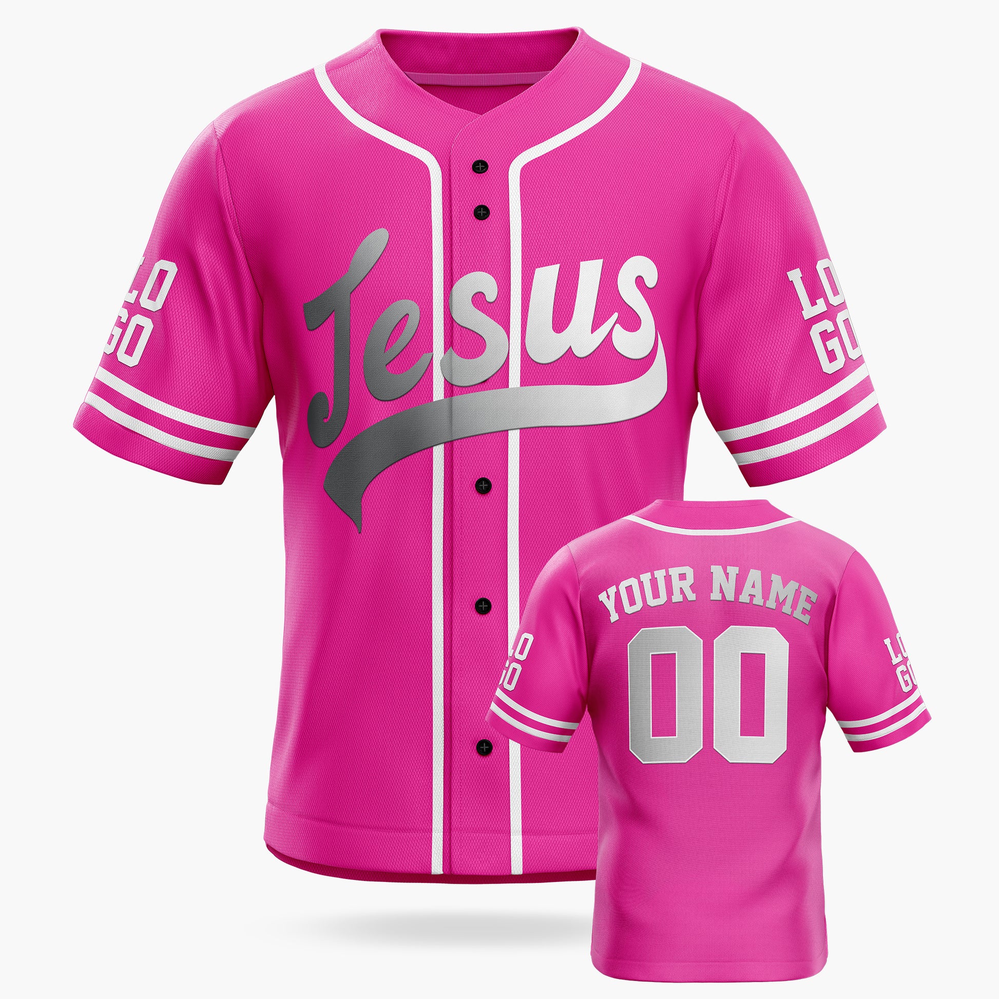 Custom Religious Baseball Jersey – Pink Christian Jesus Add Your Name