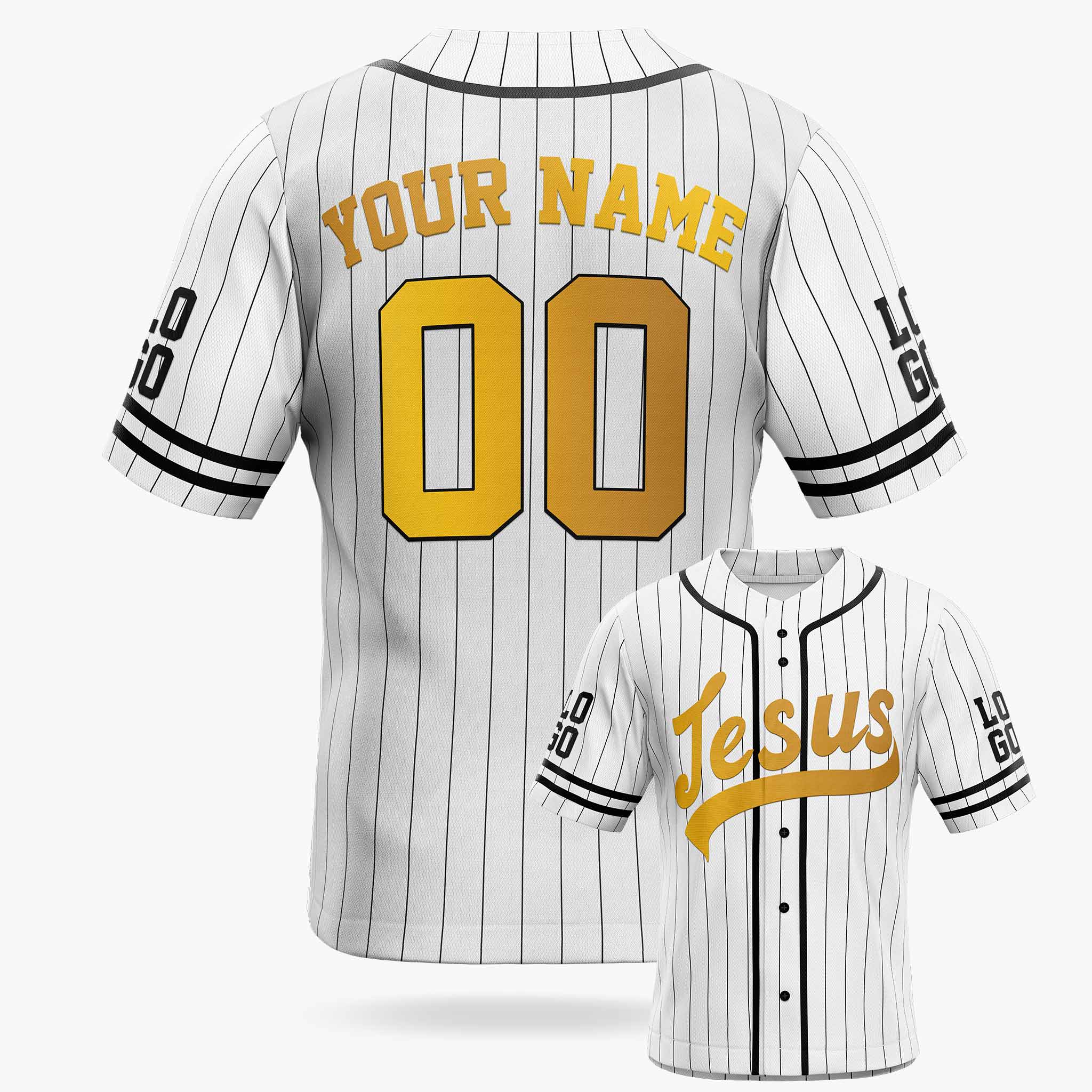 Custom Religious Baseball Jersey – White Christian Jesus Add Your Name