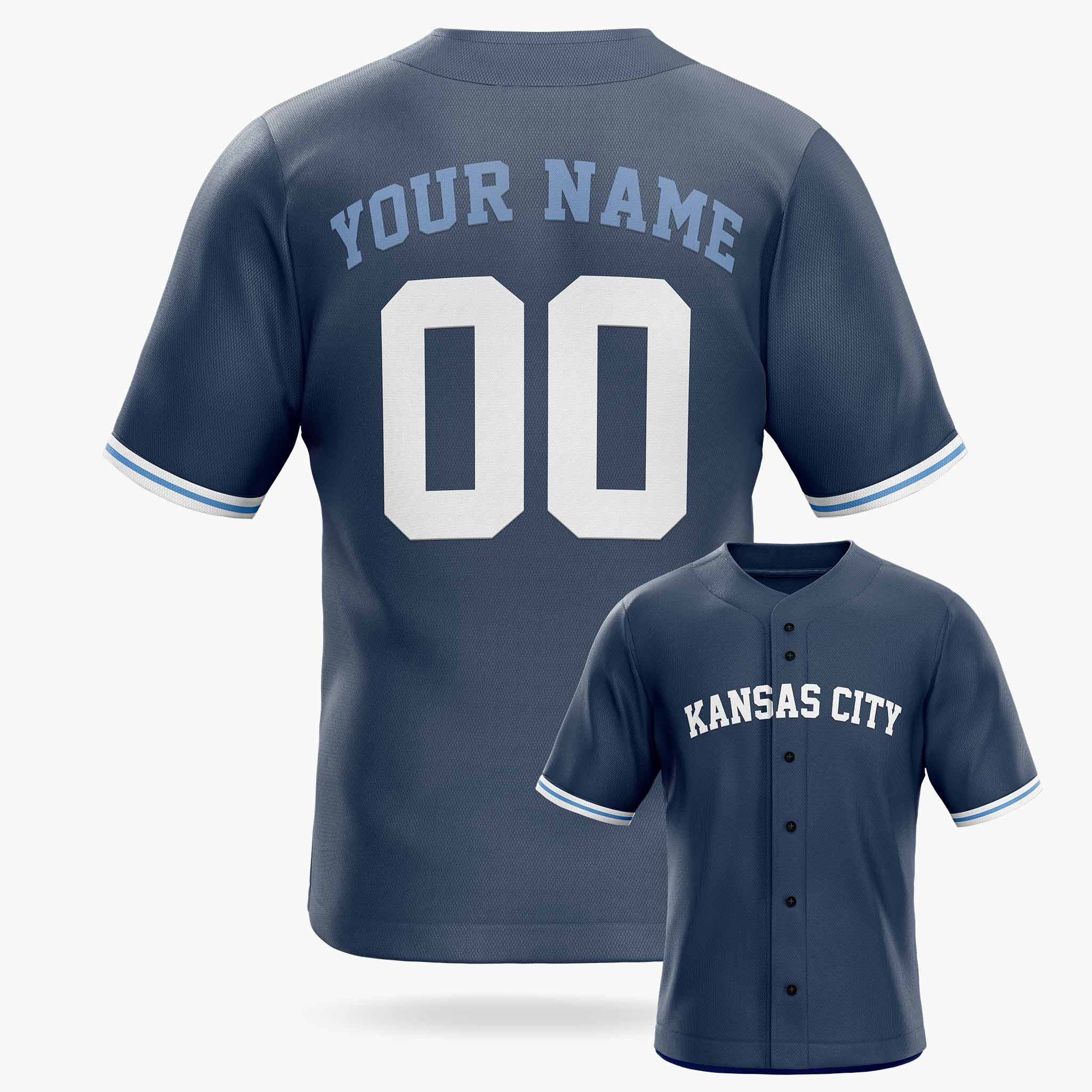 Custom City Baseball Jersey - Kansas Blue - Design Your Own