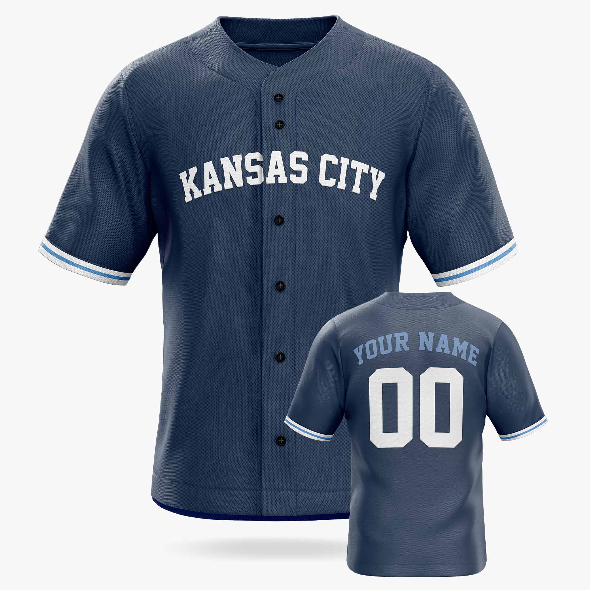 Custom City Baseball Jersey - Kansas Blue - Design Your Own