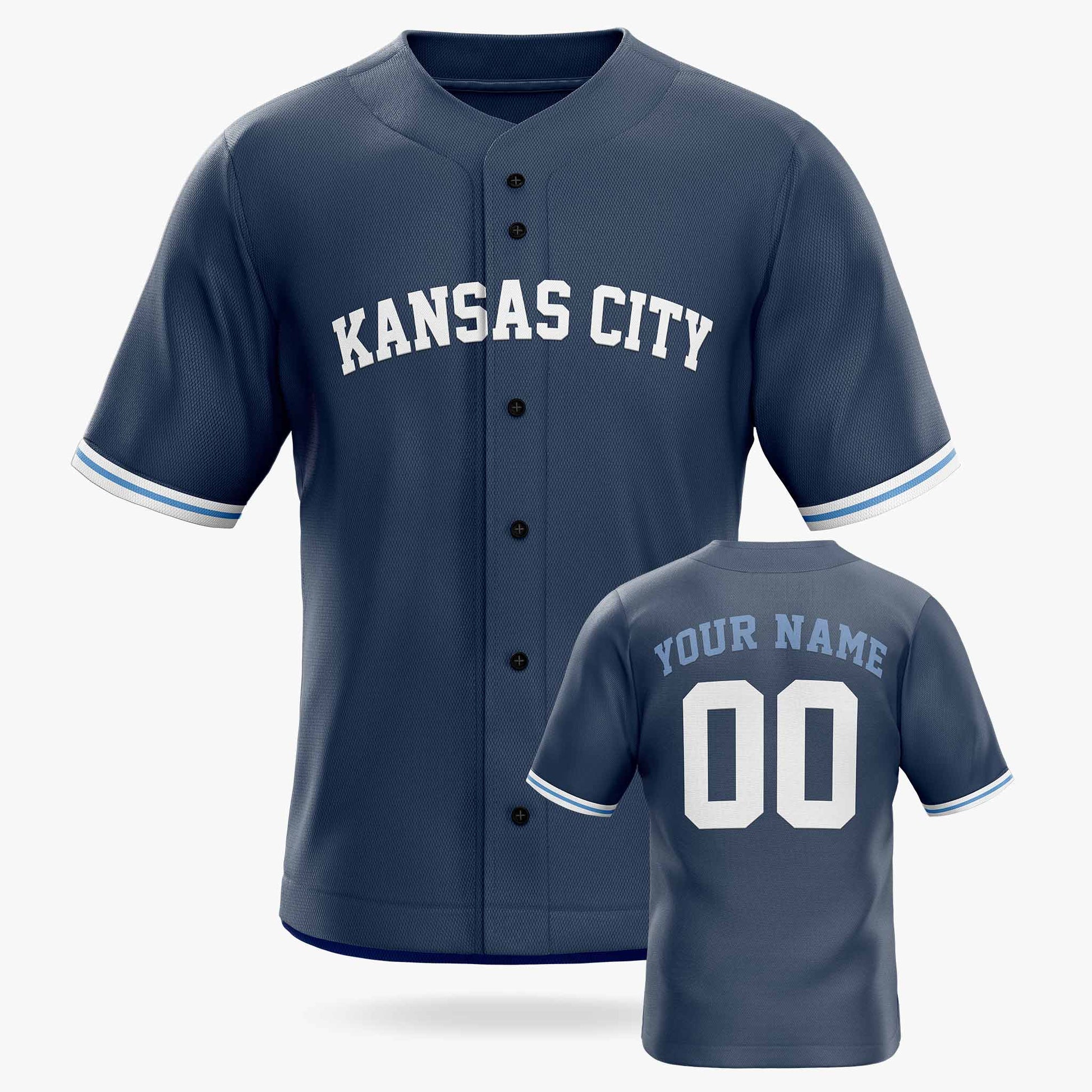 Custom City Baseball Jersey - Kansas Blue - Design Your Own