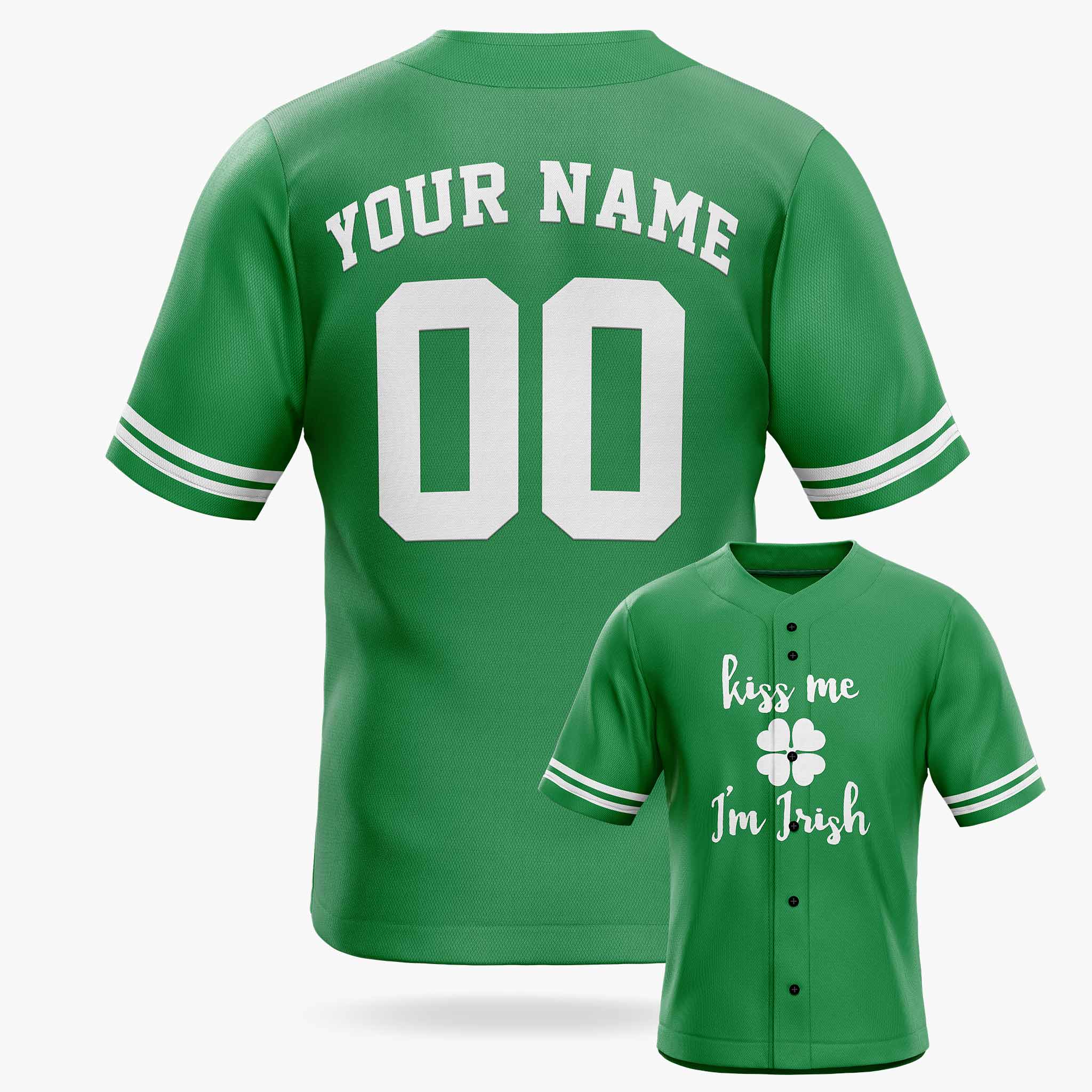 Custom St. Patrick's Day Baseball Jersey Kiss Me - Design Your Own
