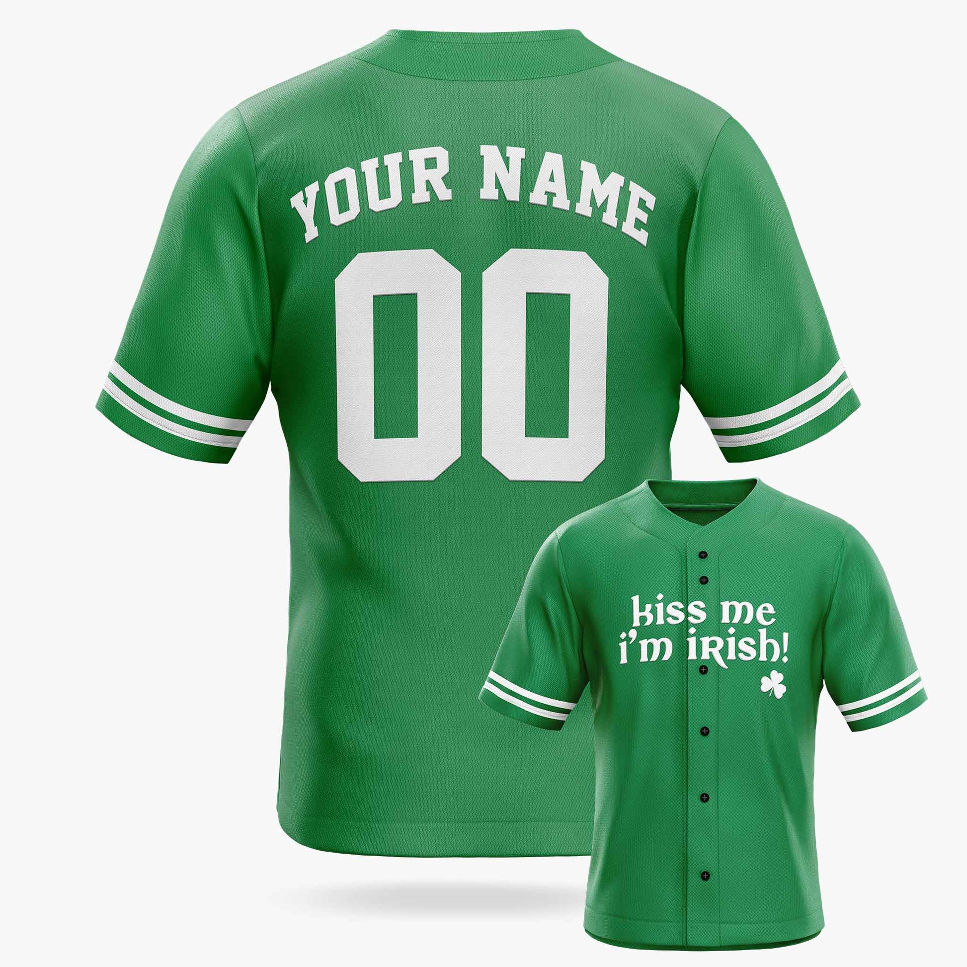 Custom St. Patrick's Day Baseball Jersey Kiss Me I'm Irish - Design Your Own