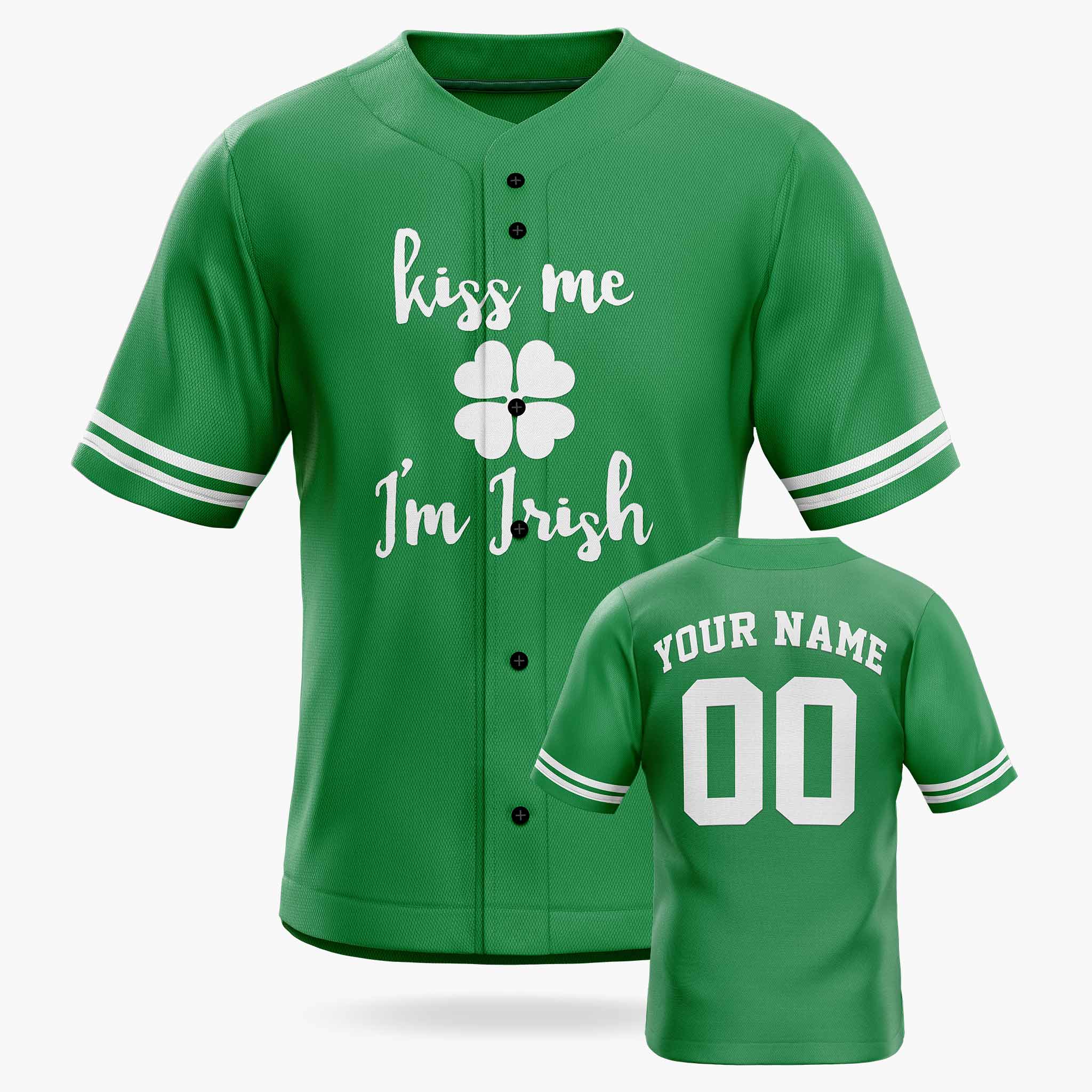 Custom St. Patrick's Day Baseball Jersey Kiss Me - Design Your Own