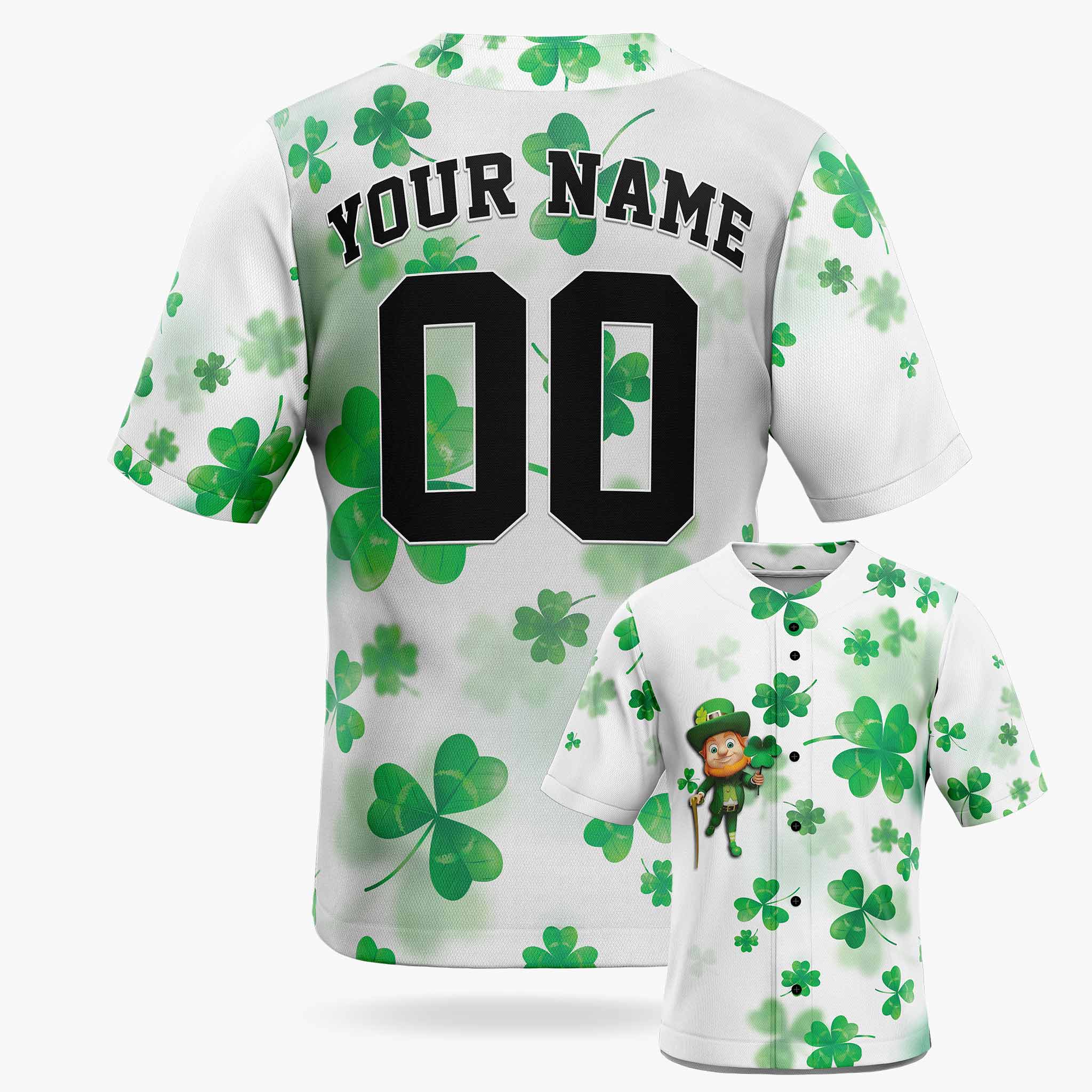 Custom St. Patrick's Day Baseball Jersey Leprechaun 3 - Design Your Own