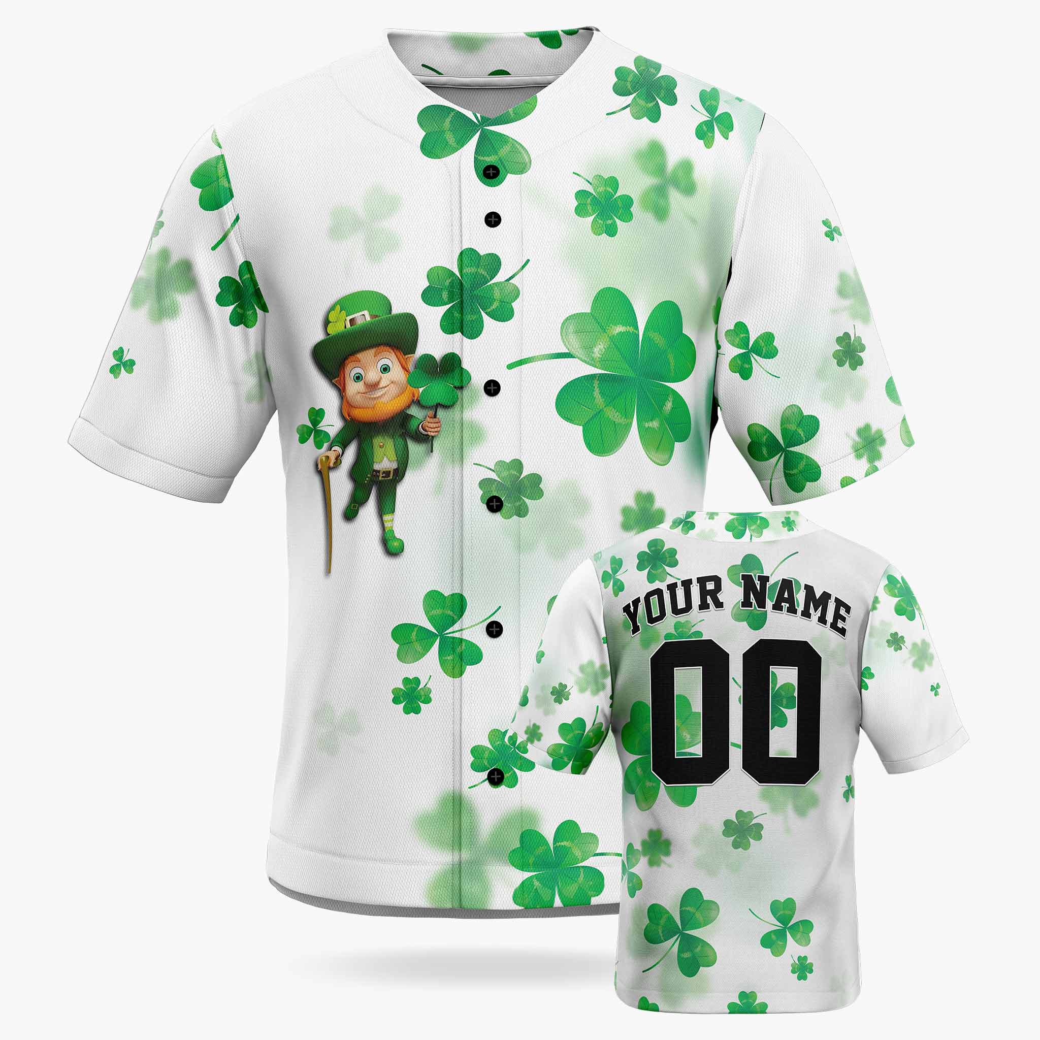 Custom St. Patrick's Day Baseball Jersey Leprechaun 3 - Design Your Own