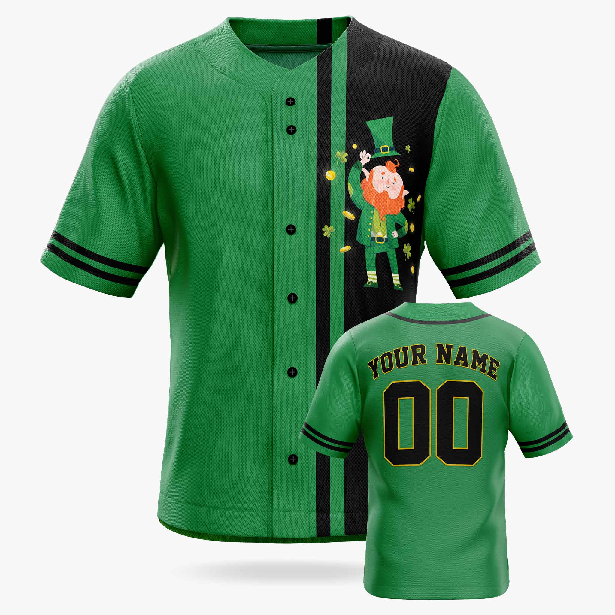 Custom St. Patrick's Day Baseball Jersey Leprechaun 2 - Design Your Own