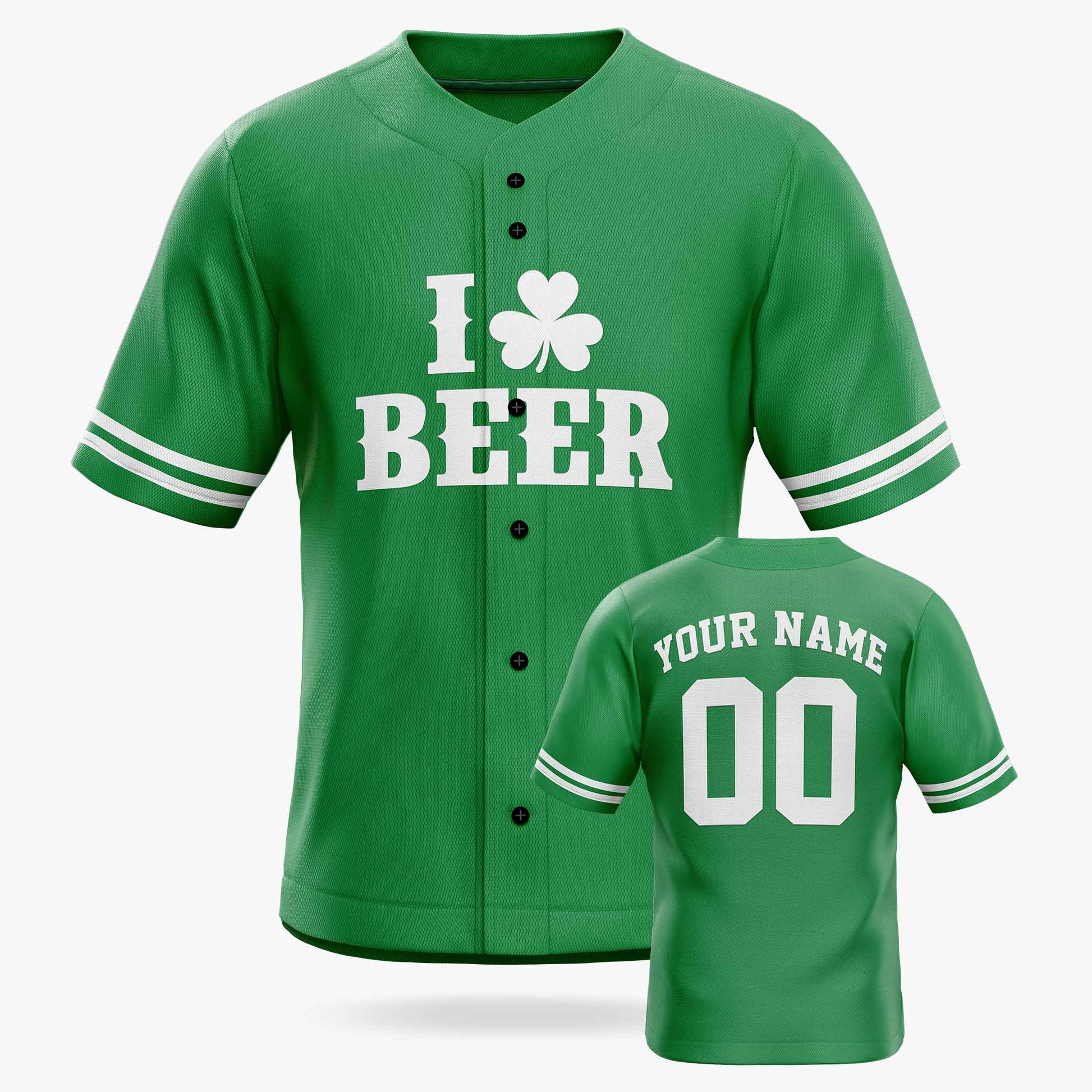 Custom St. Patrick's Day Baseball Jersey I Love Beer - Design Your Own