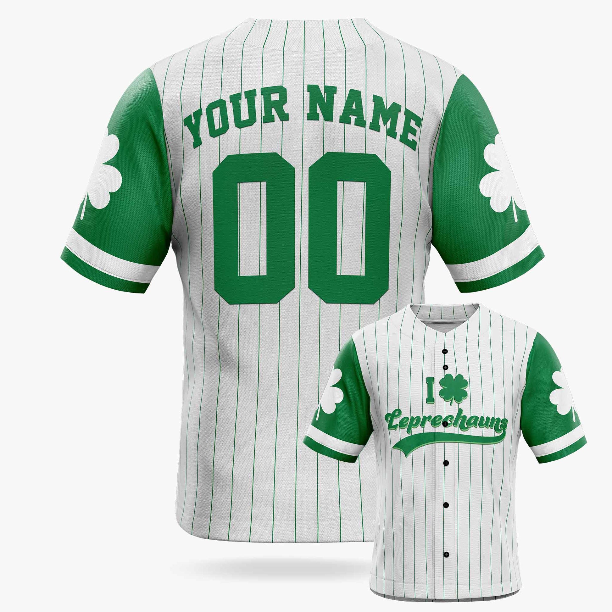 Custom St. Patrick's Day Baseball Jersey I Love Leprechauns - Design Your Own