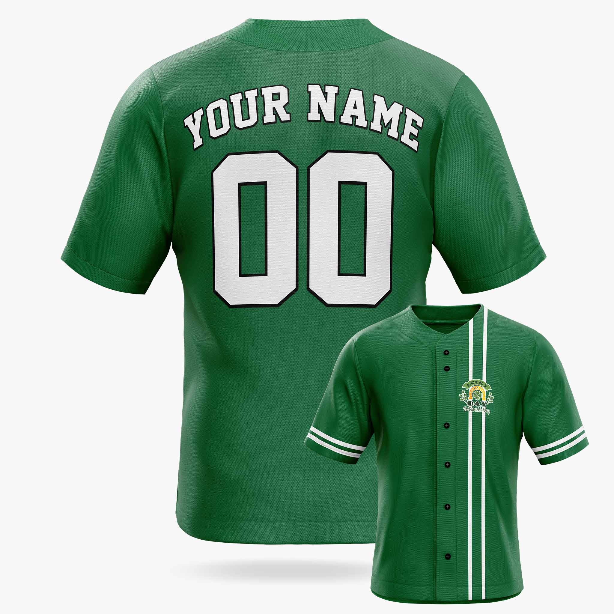 Custom St. Patrick's Day Baseball Jersey Lucky 2 - Design Your Own