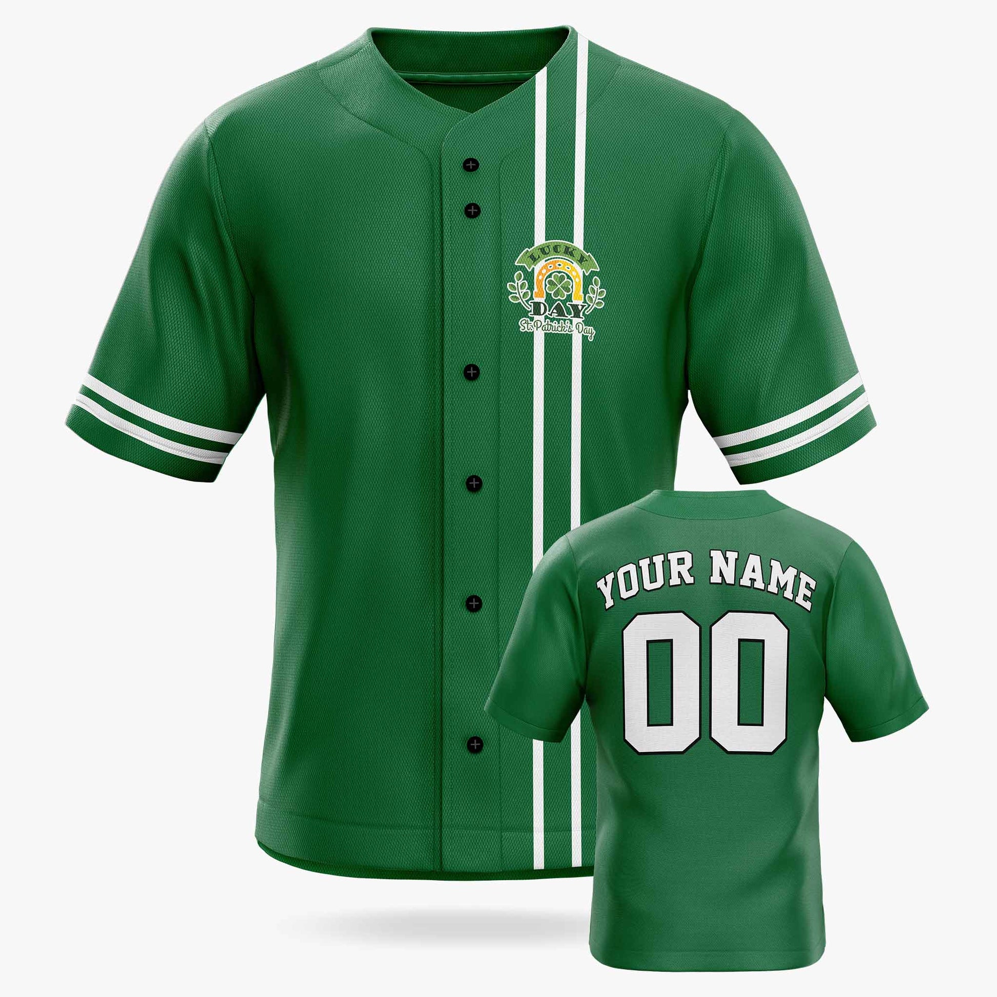 Custom St. Patrick's Day Baseball Jersey Lucky 2 - Design Your Own
