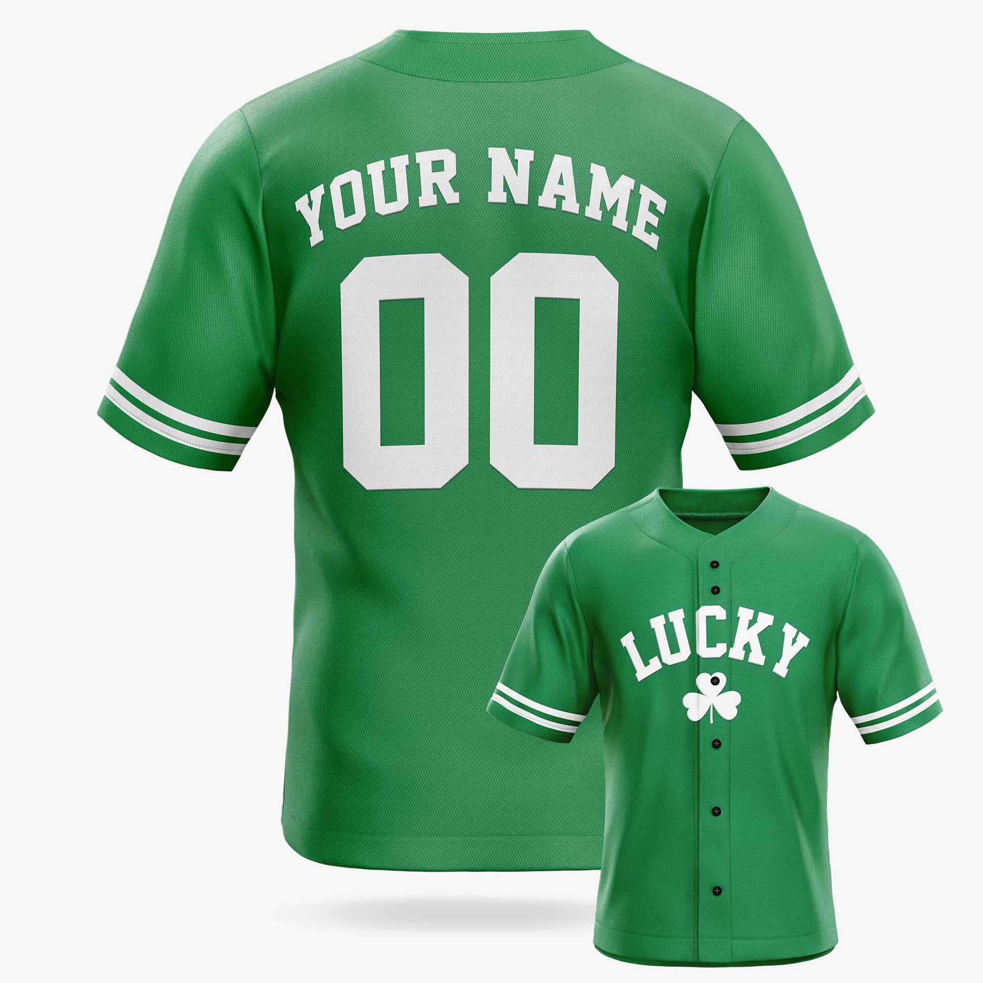 Custom St. Patrick's Day Baseball Jersey Lucky Shamrock - Design Your Own