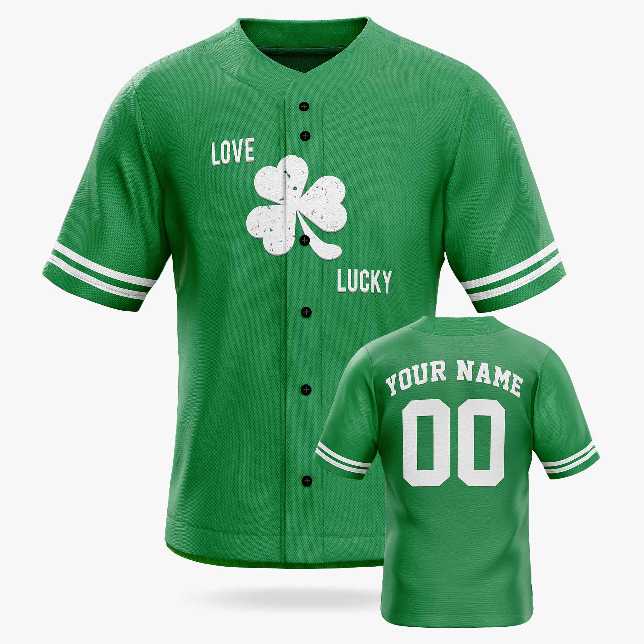 Custom St. Patrick's Day Baseball Jersey Love Lucky - Design Your Own