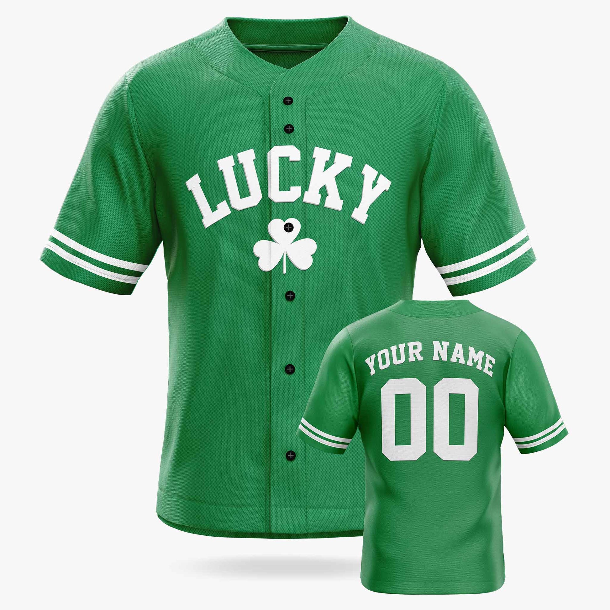 Custom St. Patrick's Day Baseball Jersey Lucky Shamrock - Design Your Own