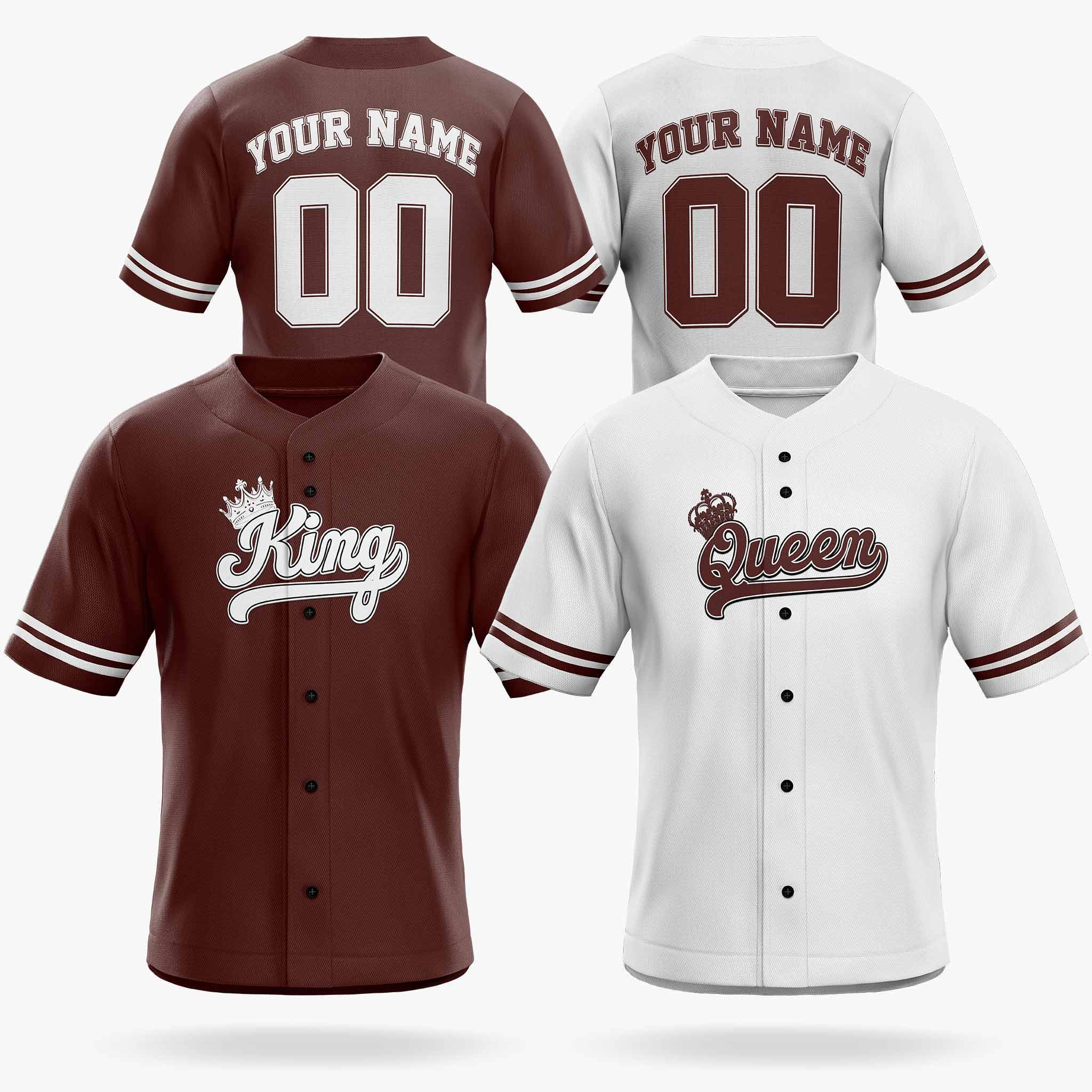 Custom Matching Couple Jerseys Maroon and White - King and Queen - Design Your Own