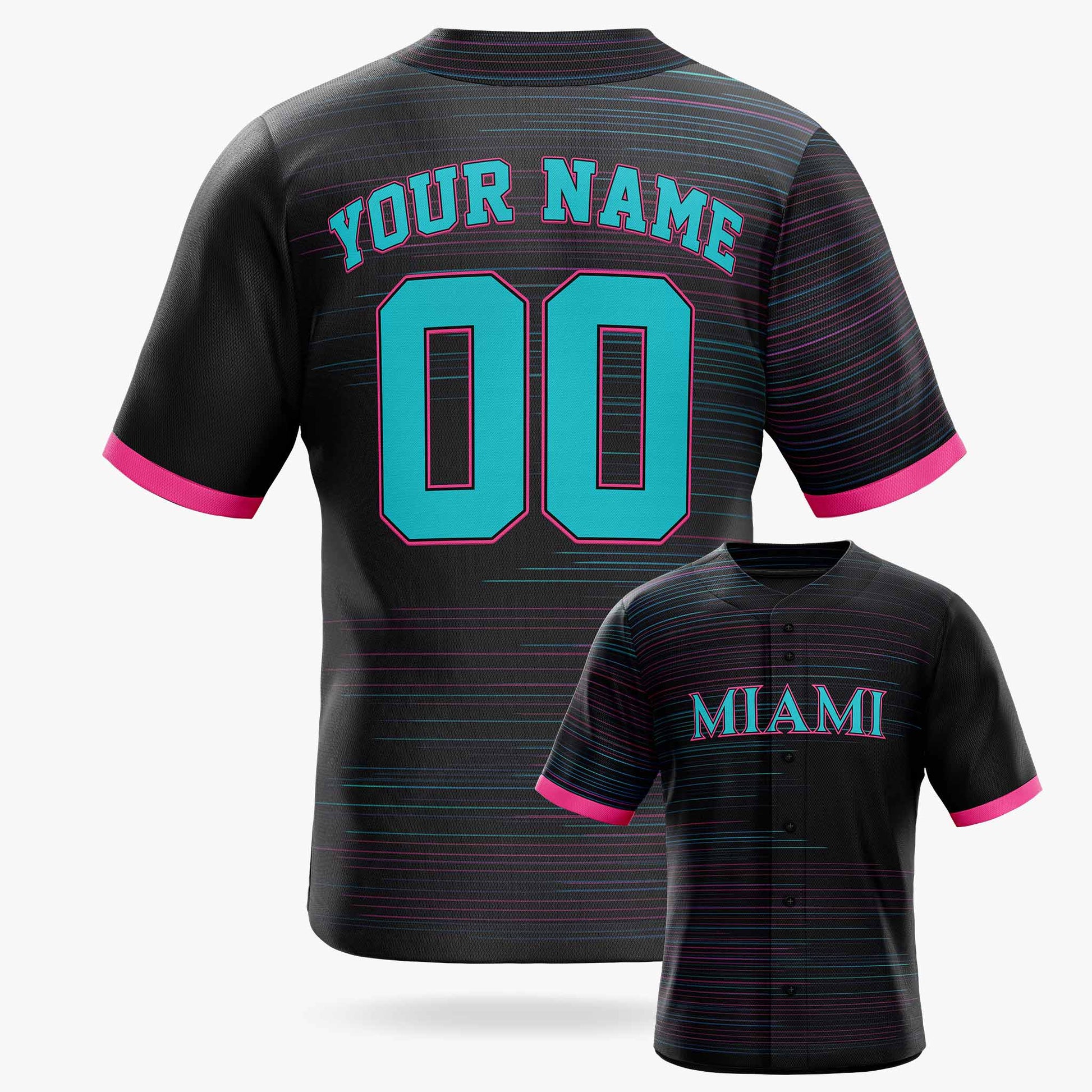 Custom City Baseball Jersey - Miami Black - Design Your Own
