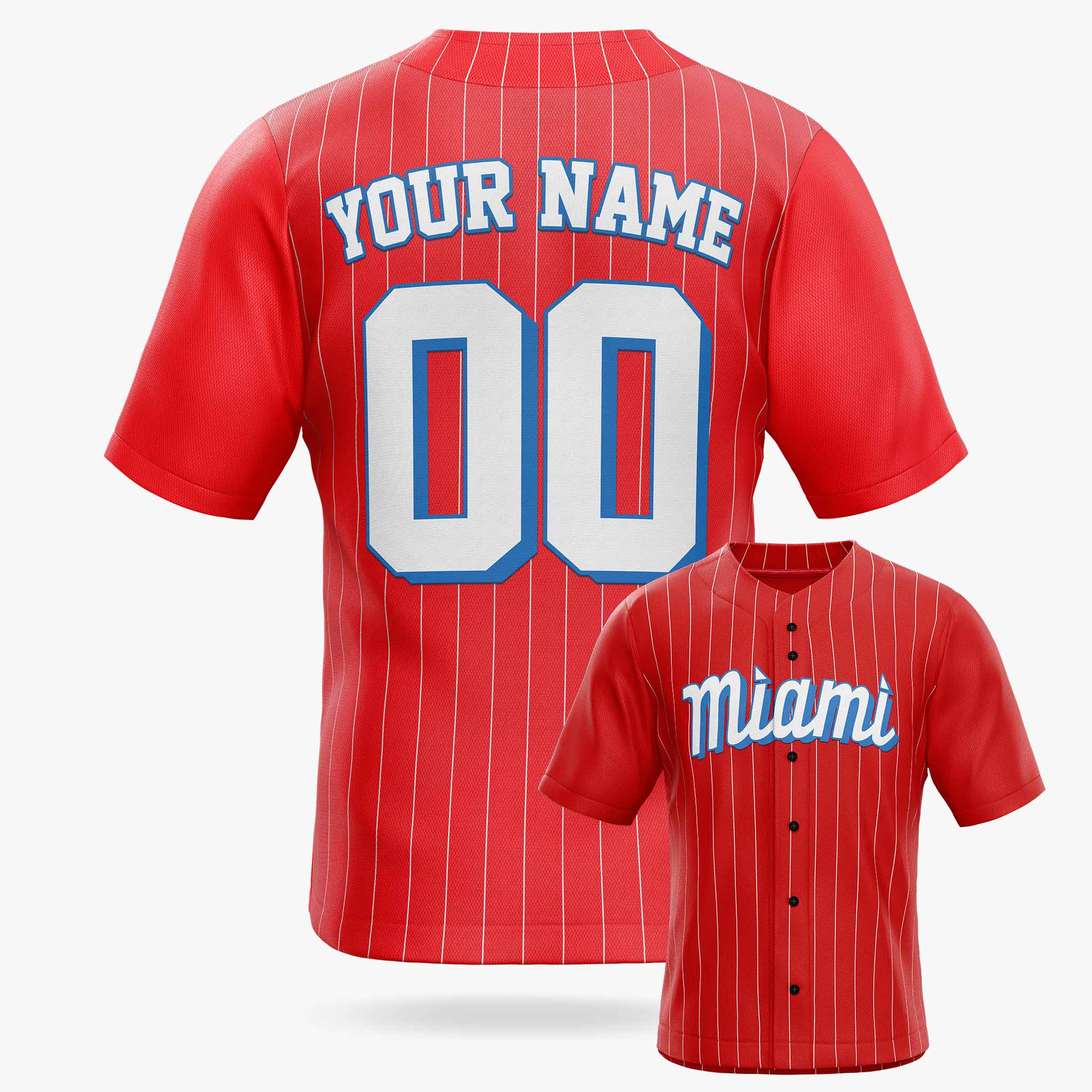 Custom City Baseball Jersey - Miami Red - Design Your Own